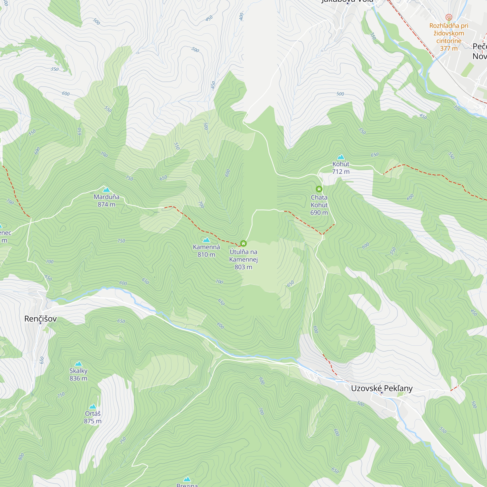 Útulňa na Kamennej map