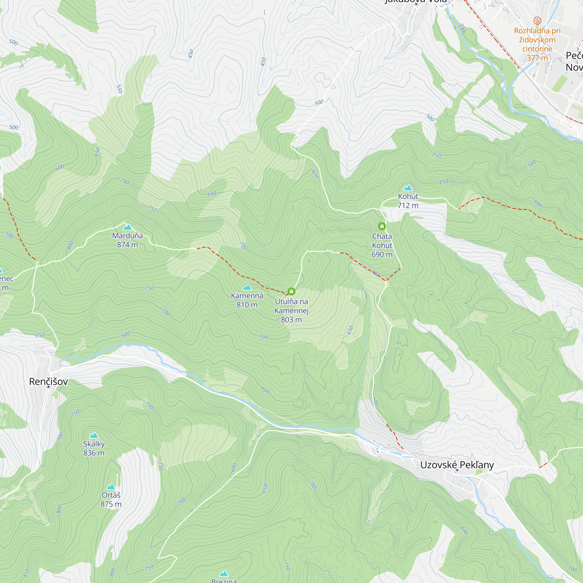 Útulňa na Kamennej map
