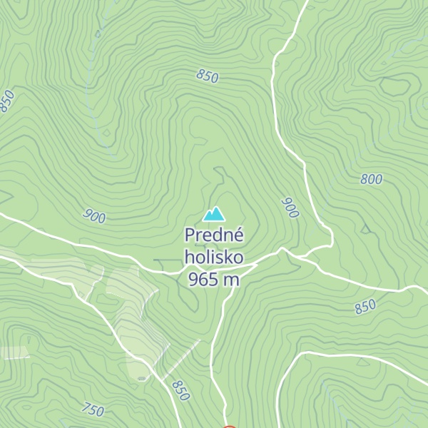Map of Predné holisko