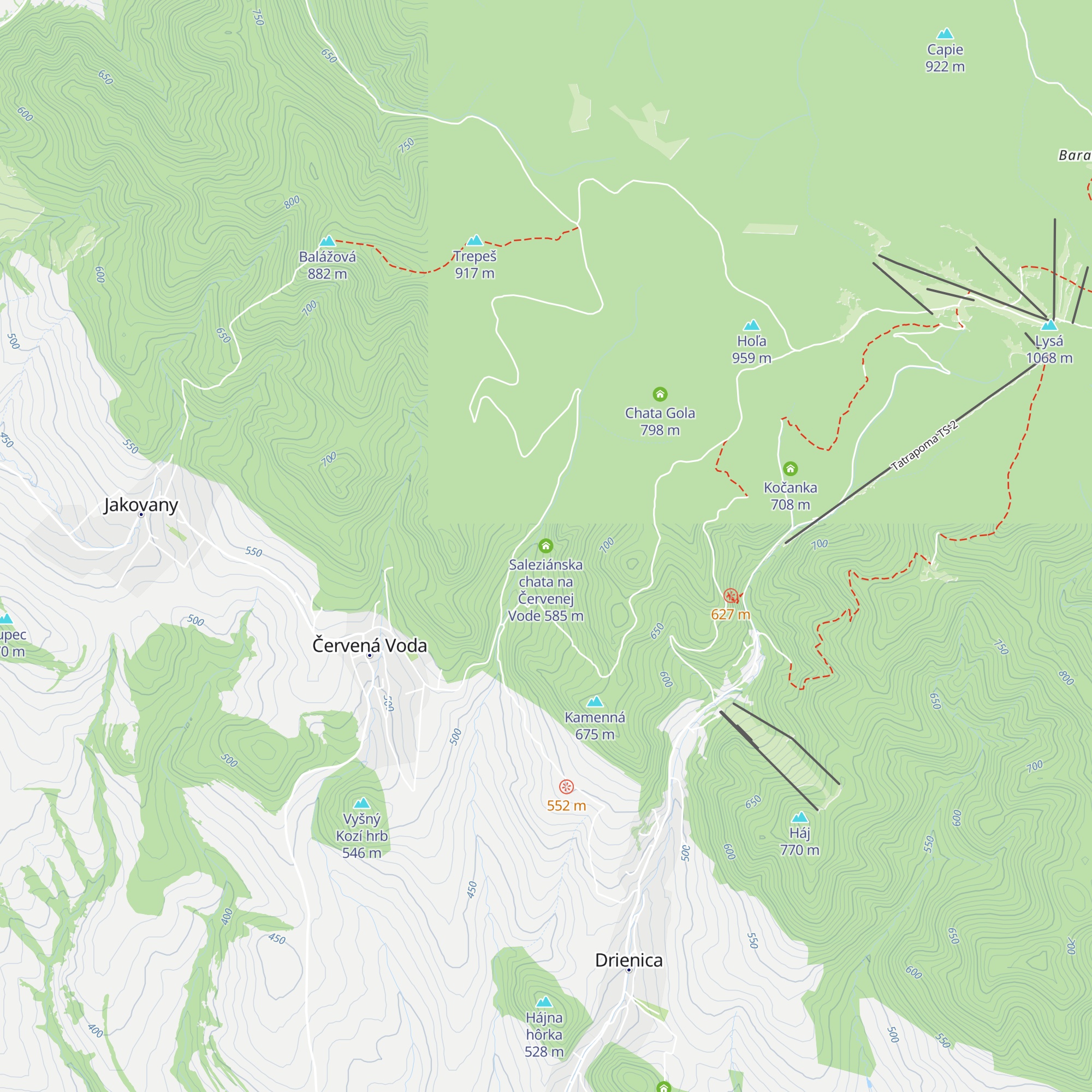 Saleziánska chata na Červenej Vode map