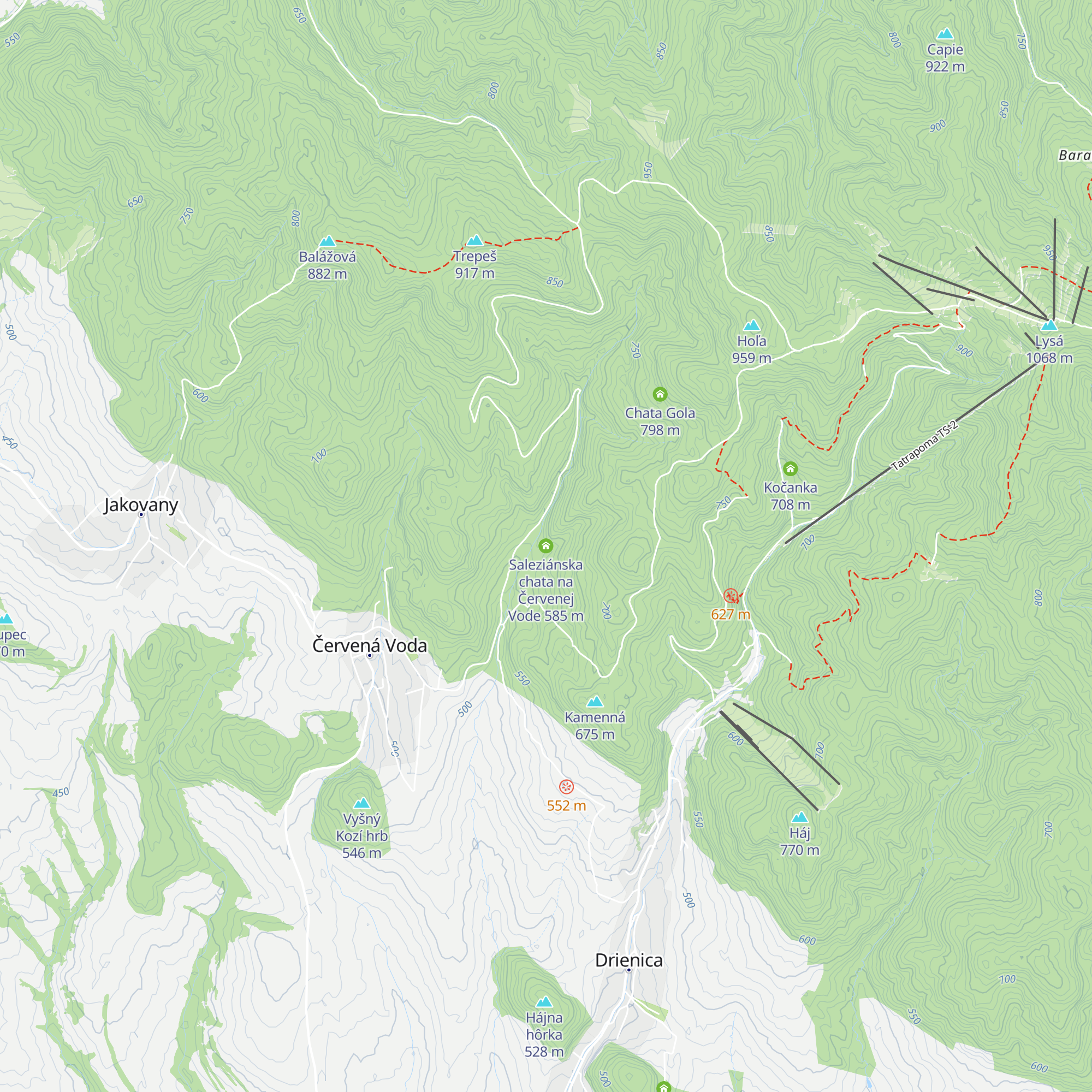Saleziánska chata na Červenej Vode map