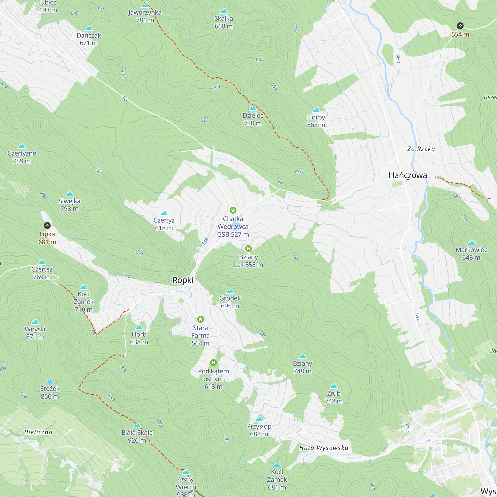 Bziany Las map