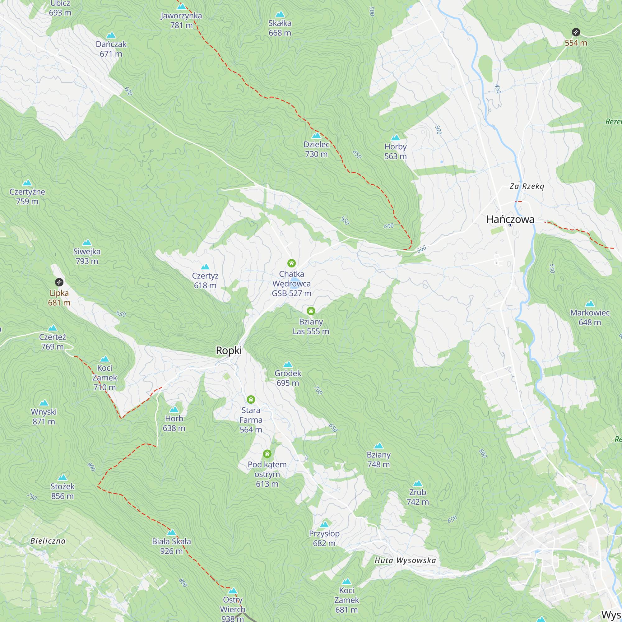 Bziany Las map