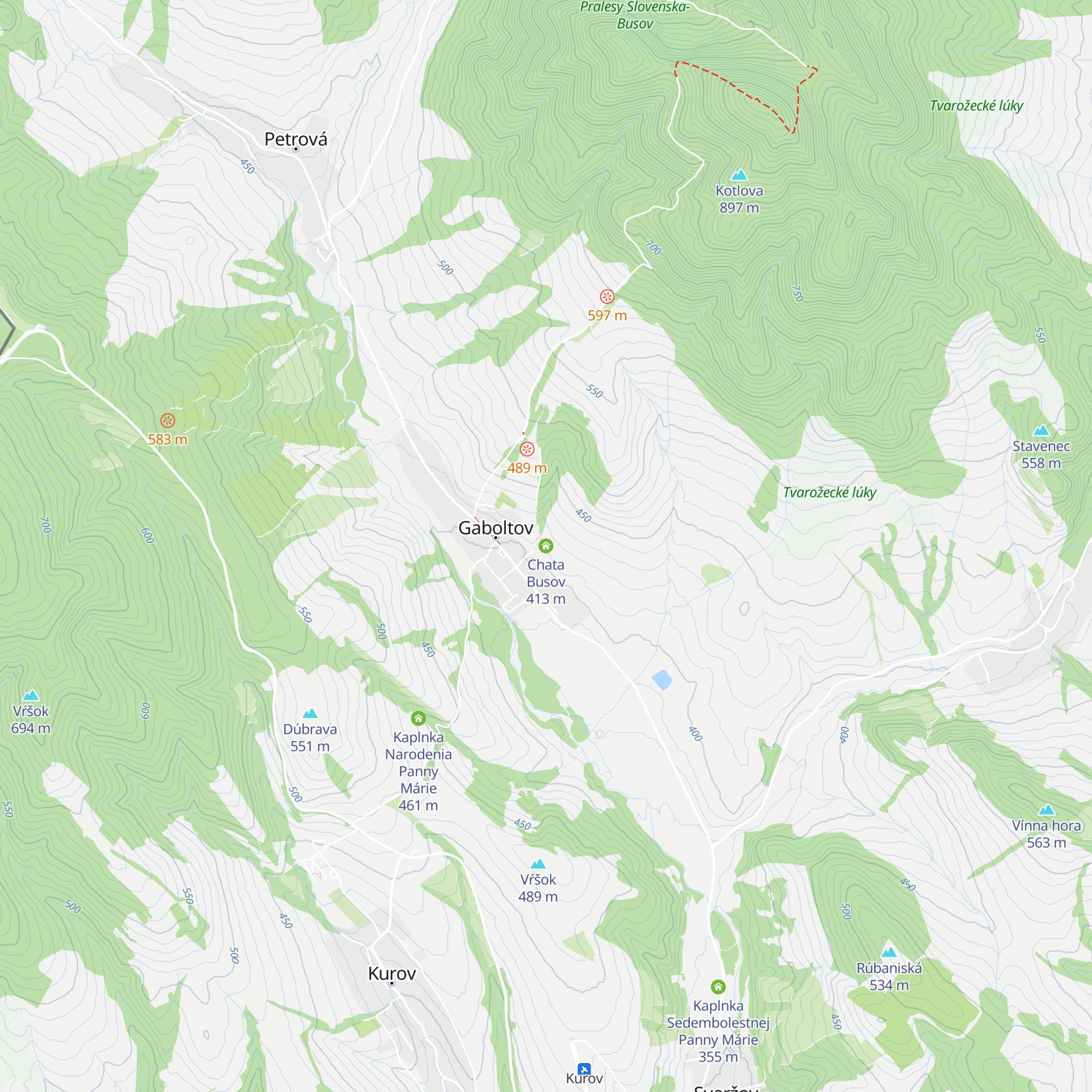 Chata Busov map