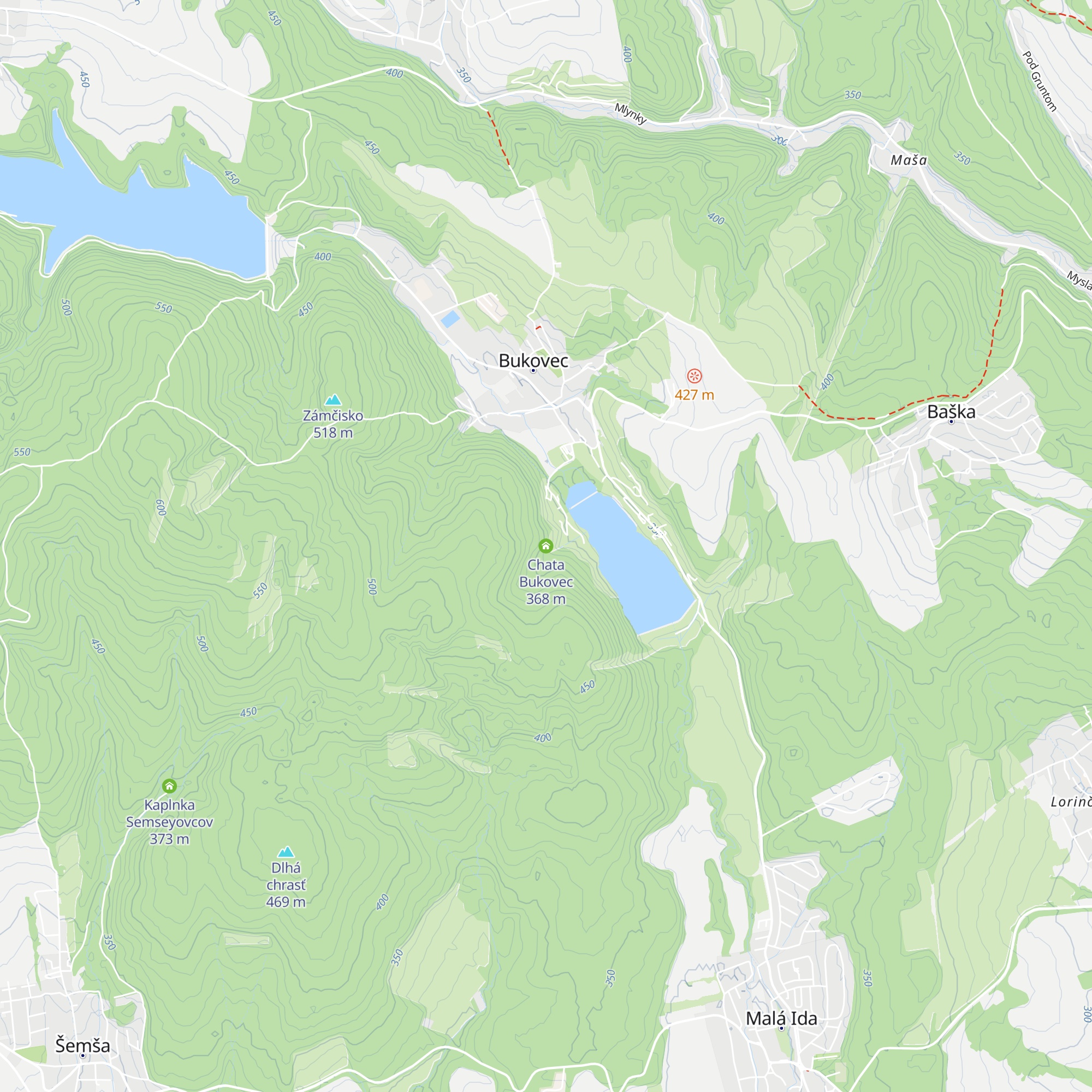 Chata Bukovec map