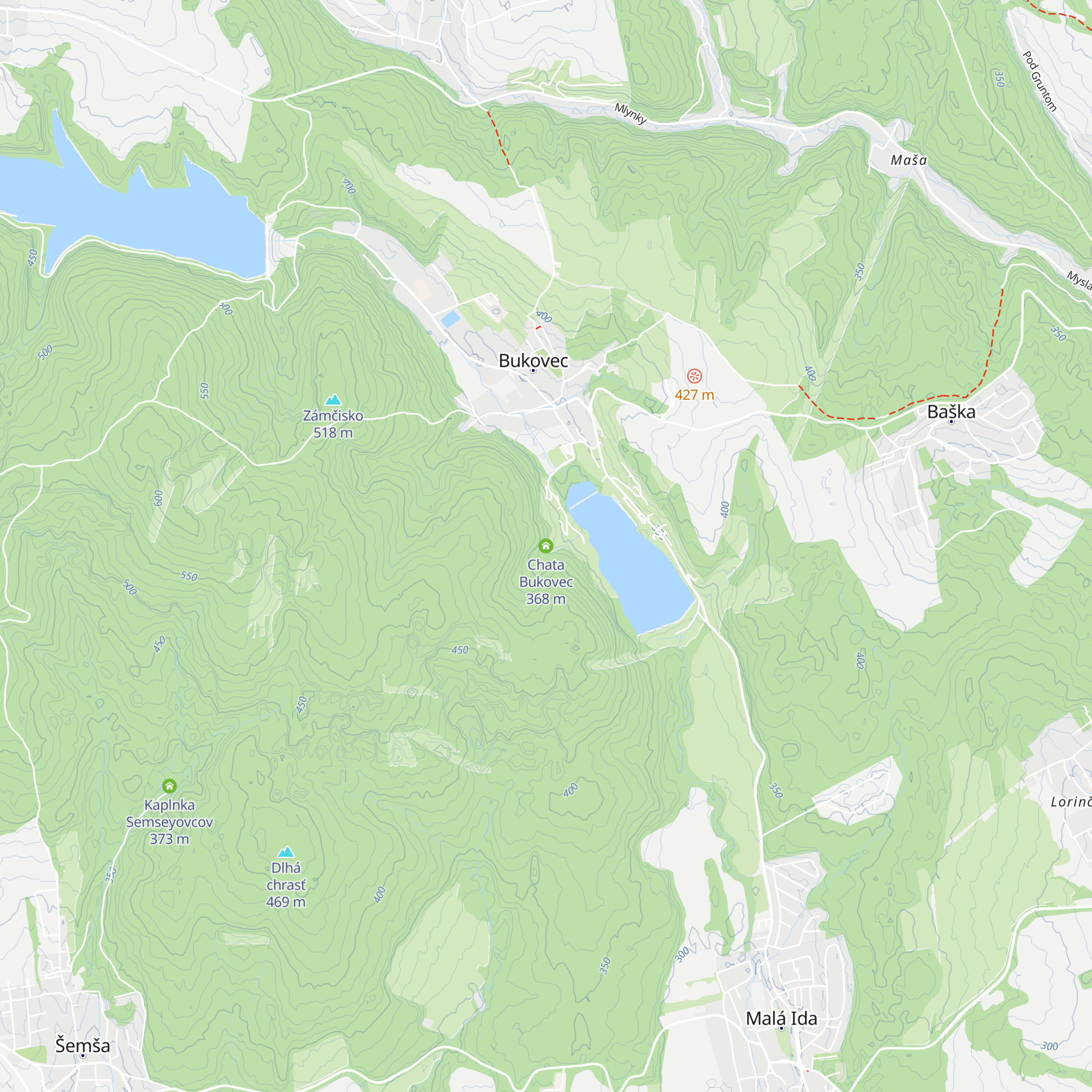 Chata Bukovec map