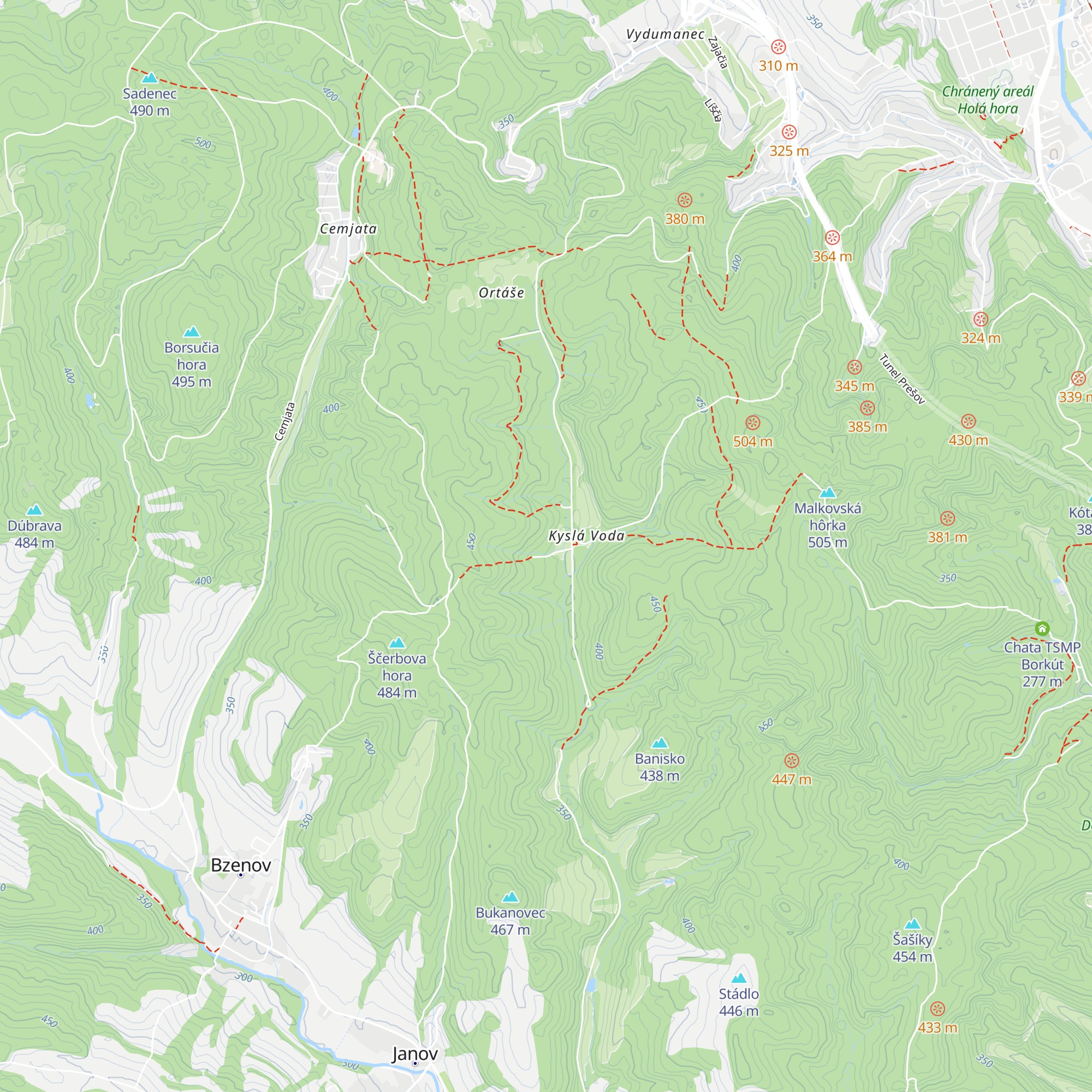 Chata Kvašná voda map