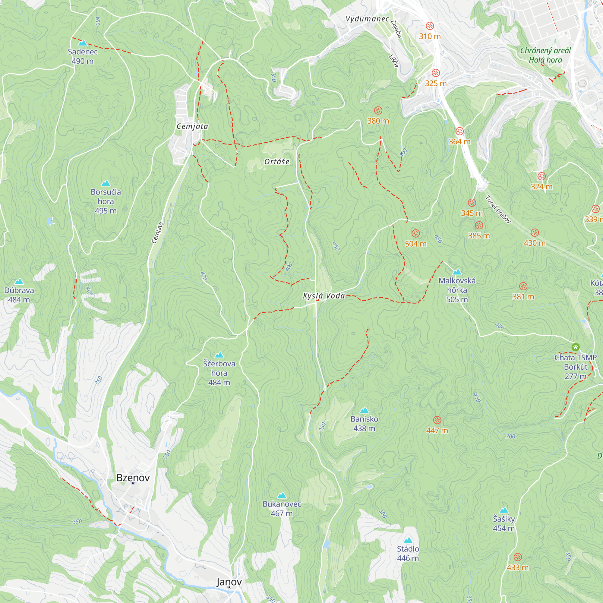 Chata Kvašná voda map