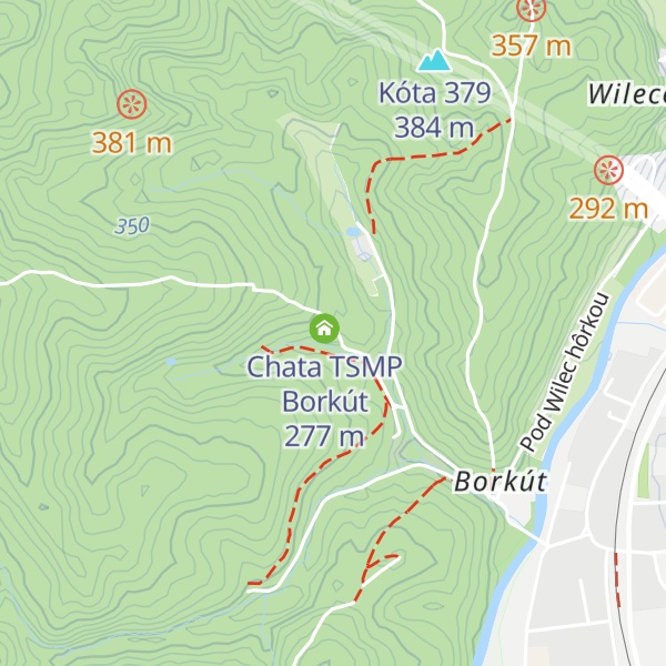 Map of TSMP - prevádzka mestské lesy