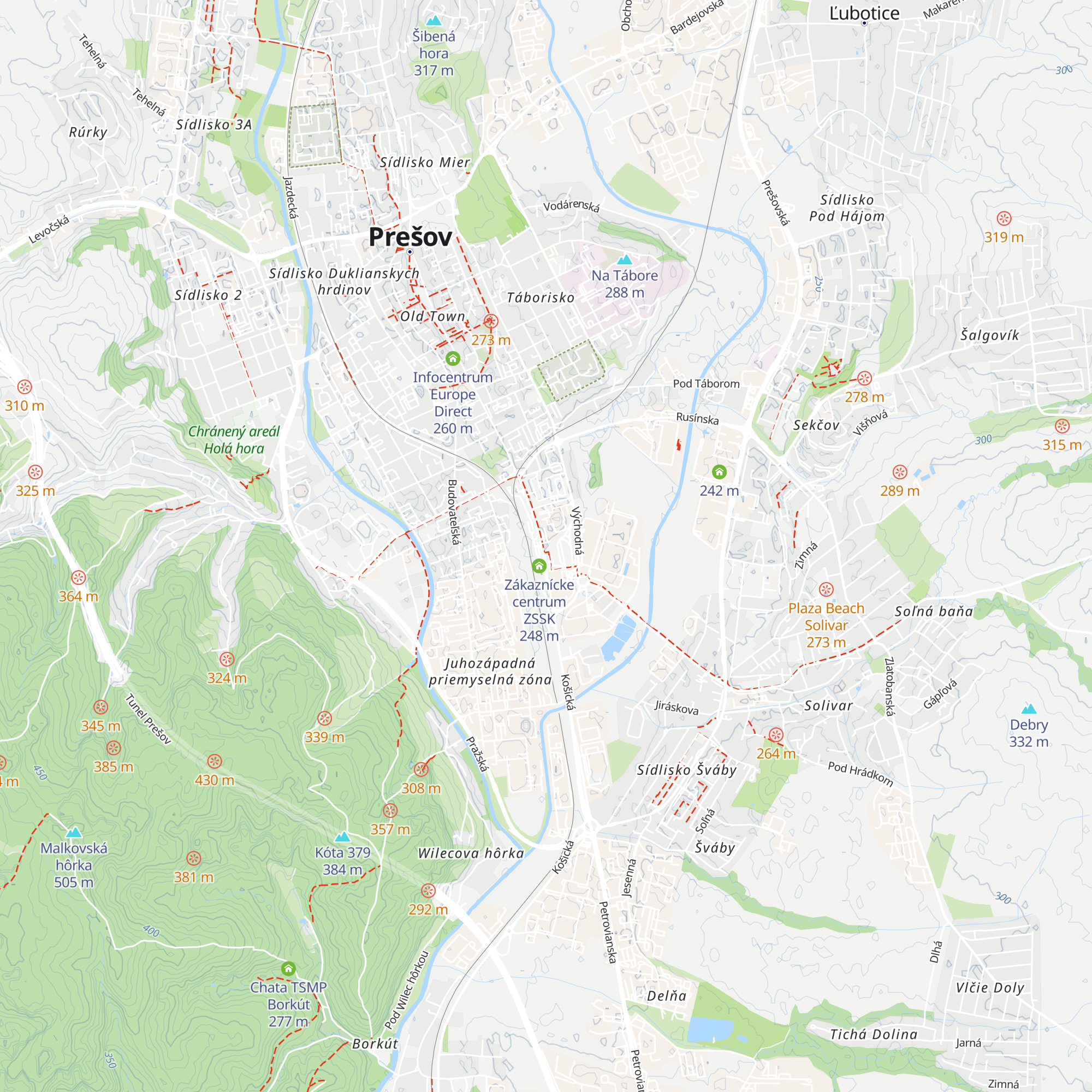 Dopravný podnik mesta Prešov - infocentrum Masarykova map