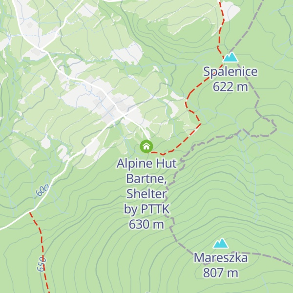 Map of Alpine Hut Bartne, Shelter by PTTK