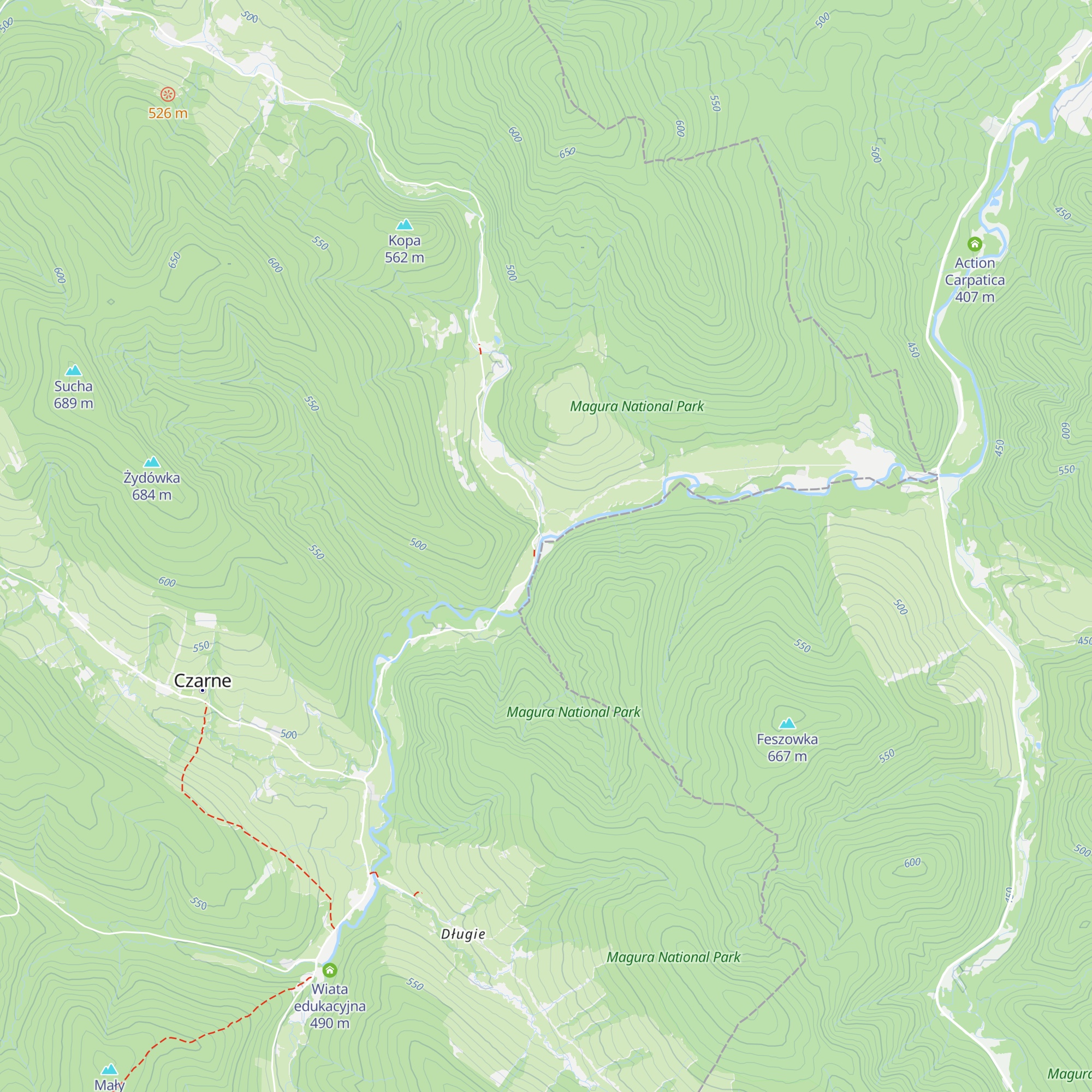 Chatka w Nieznajowej map