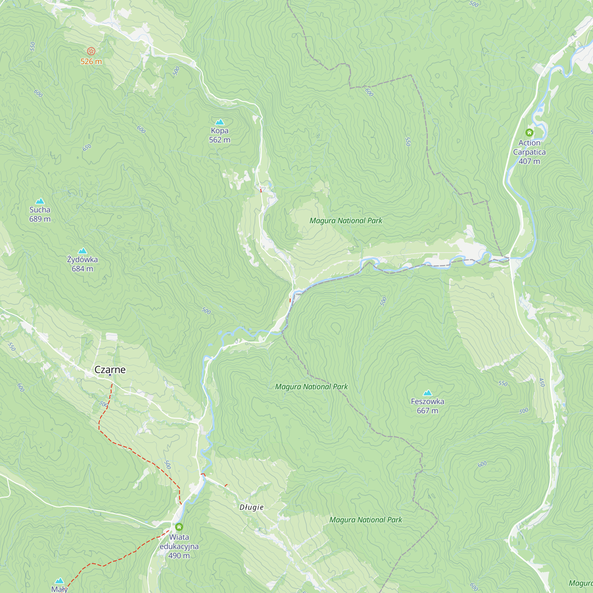 Chatka w Nieznajowej map