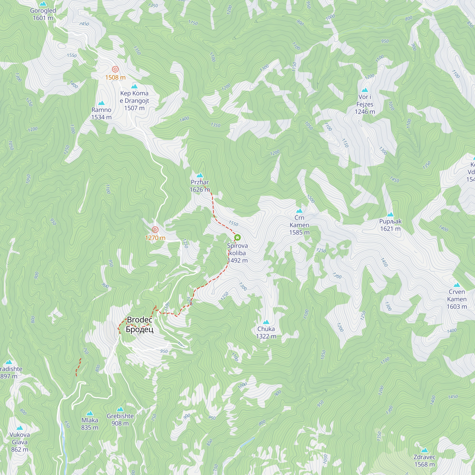 Spirova koliba map