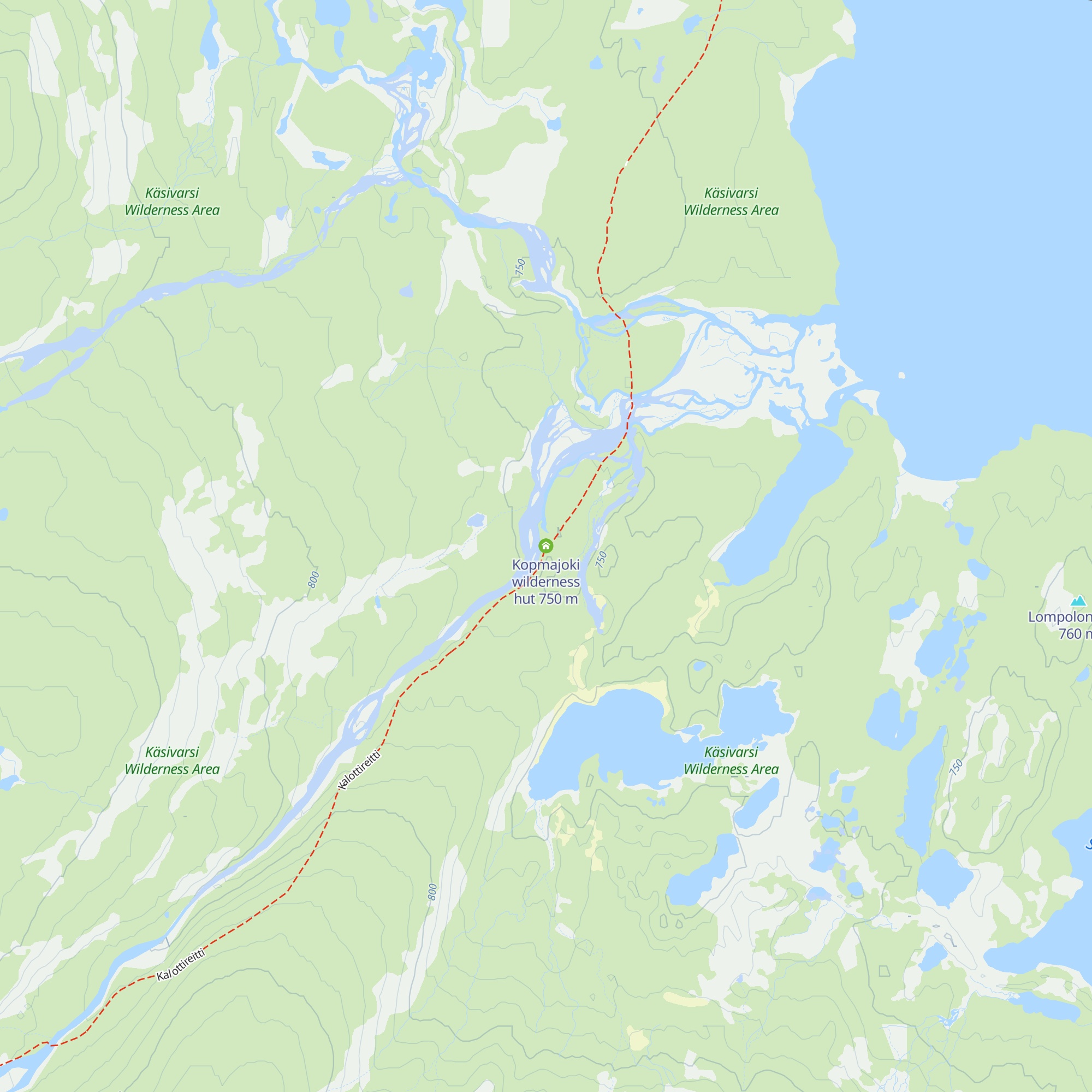 Kopmajoki wilderness hut map