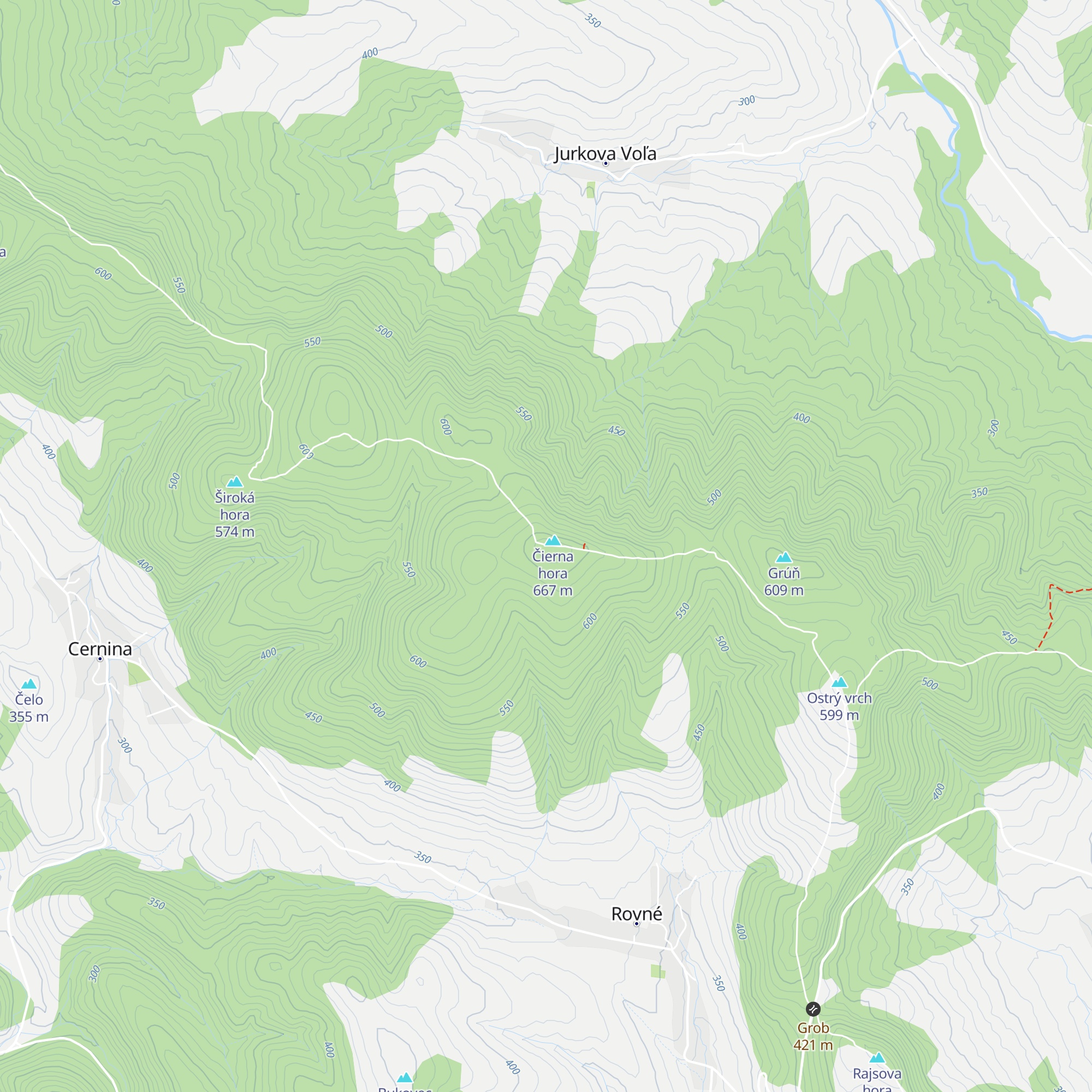 Útulňa Čierna Hora map