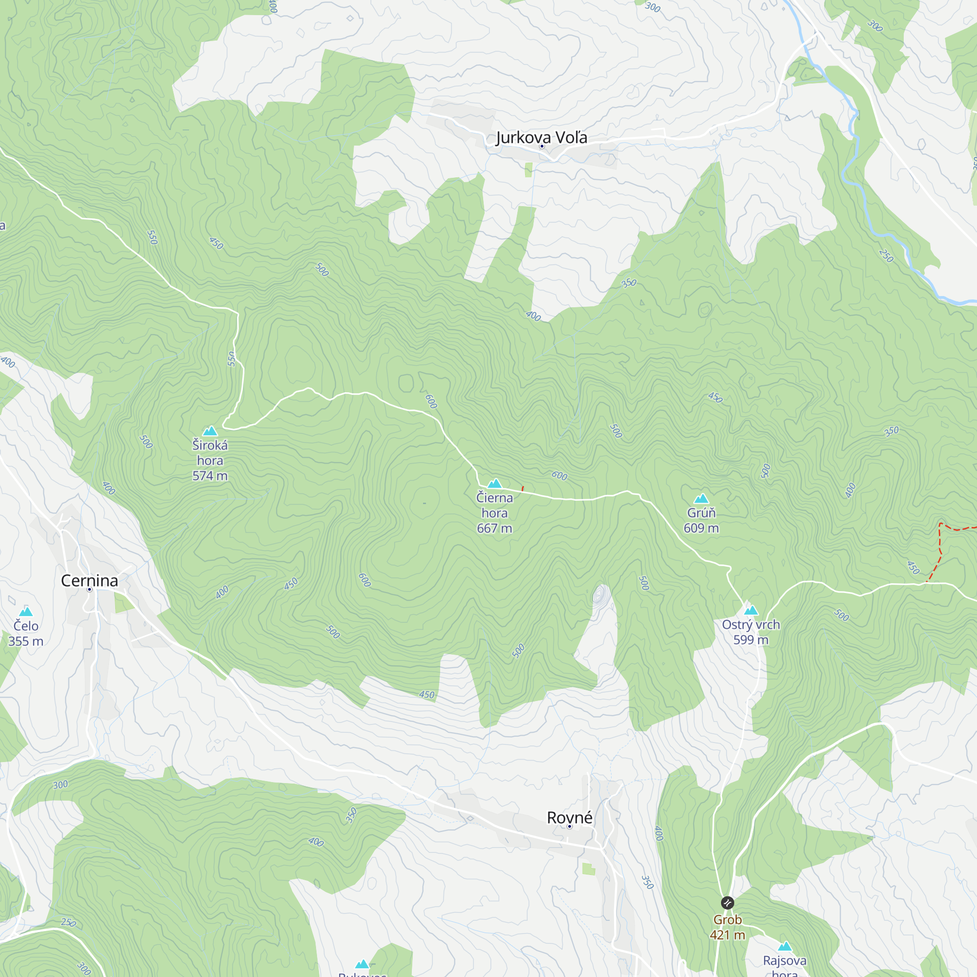 Útulňa Čierna Hora map