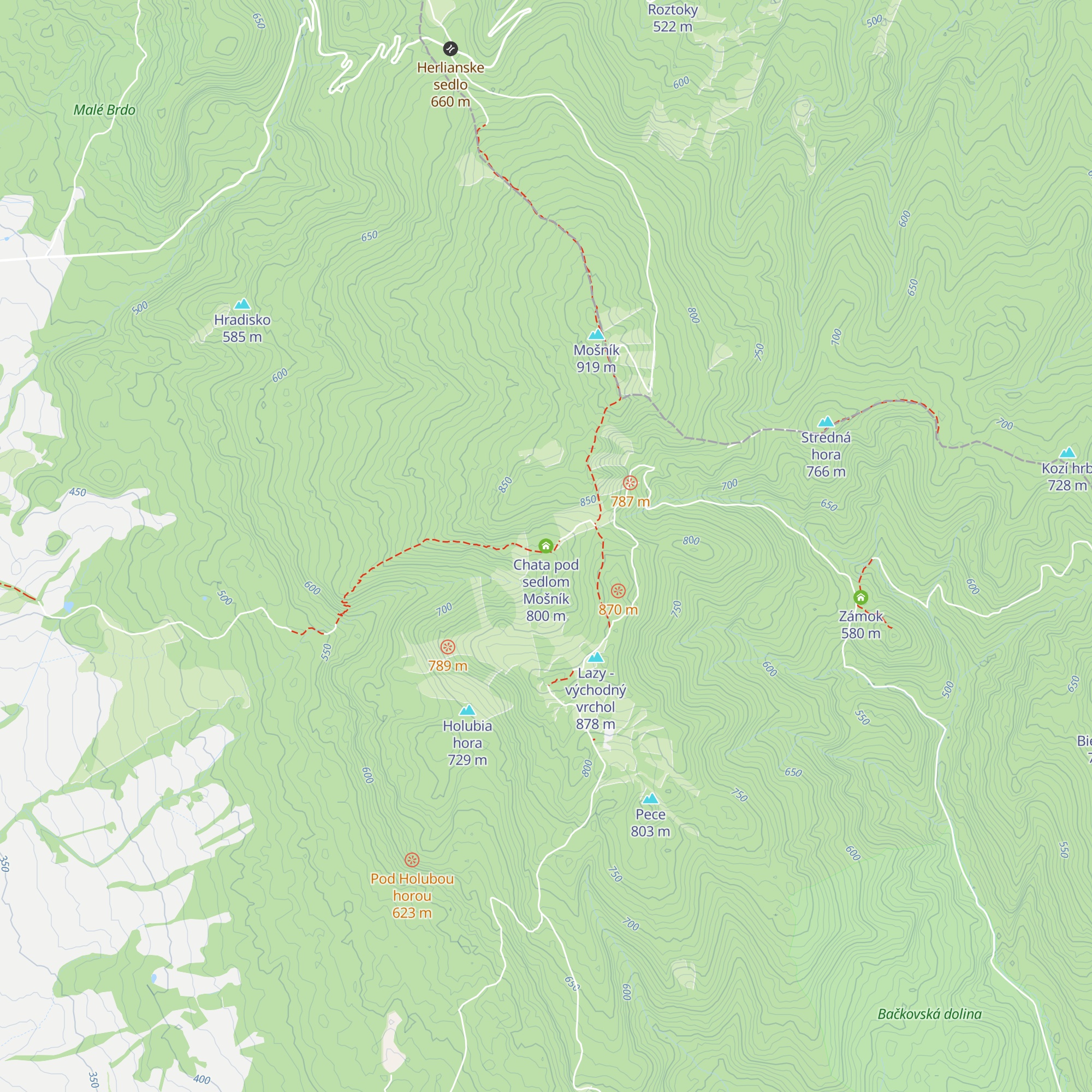 Chata pod sedlom Mošník map