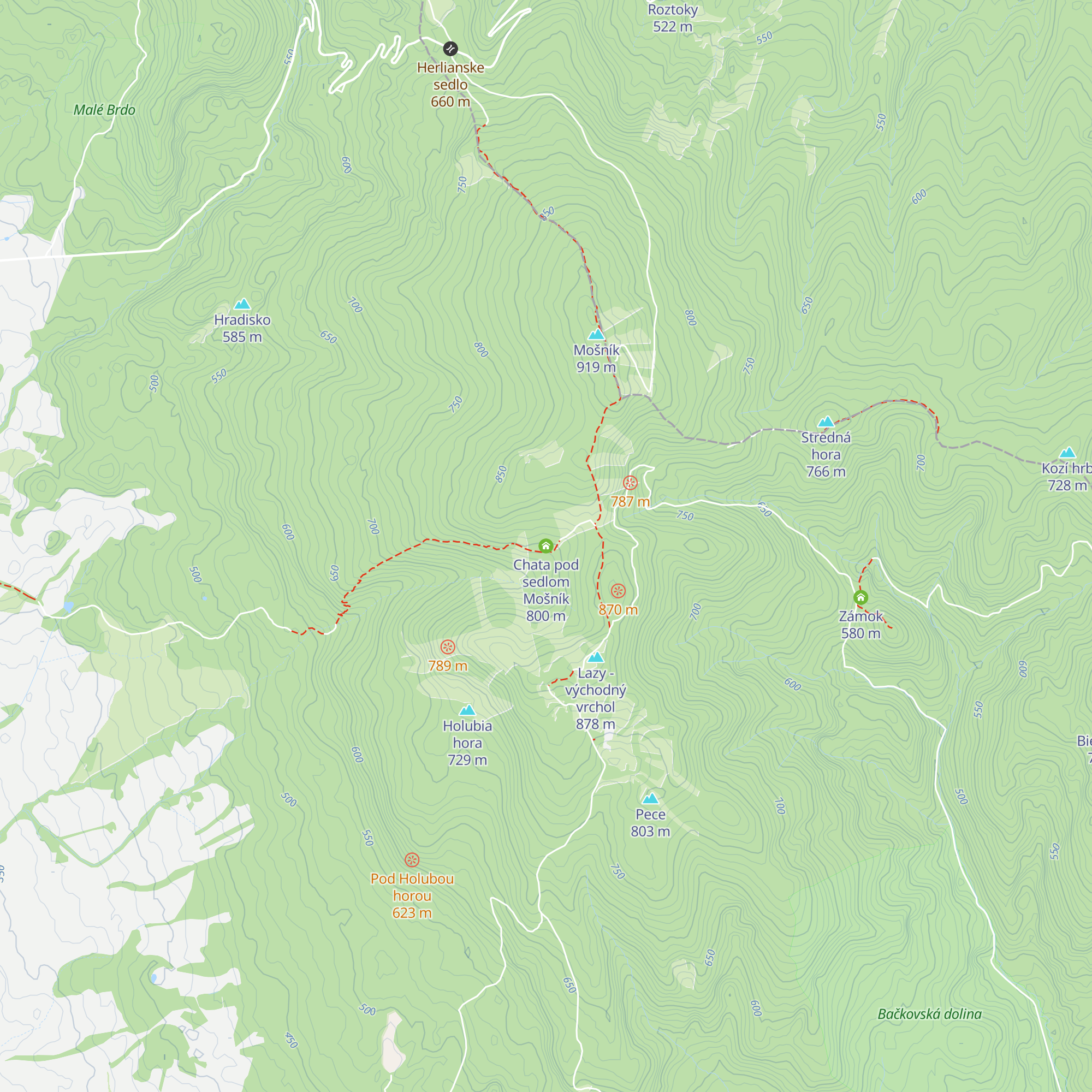 Chata pod sedlom Mošník map