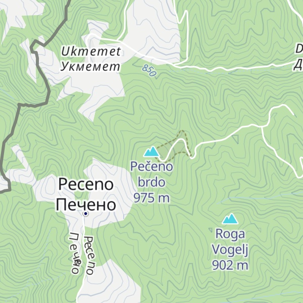 Map of Pečeno brdo