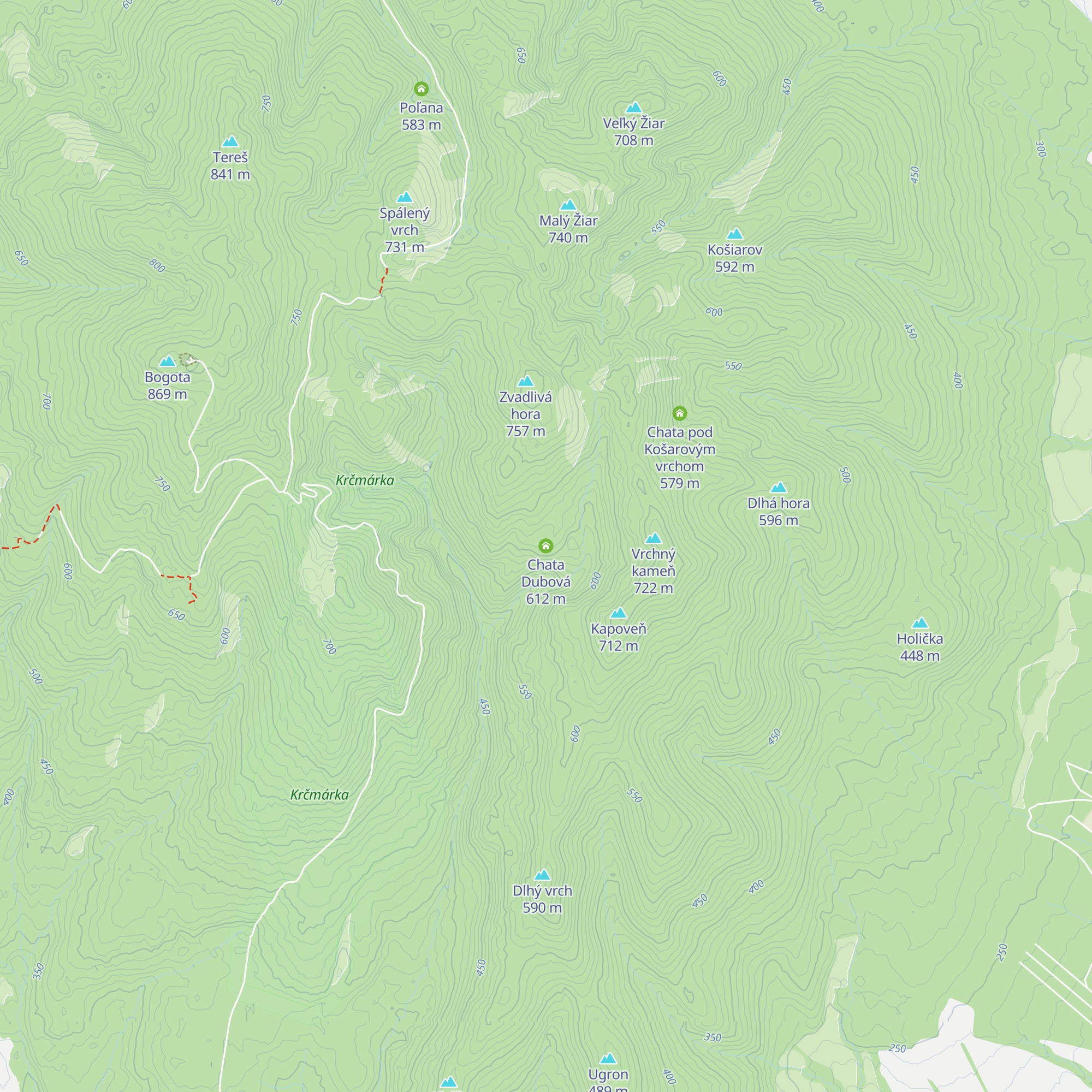 Chata Dubová map