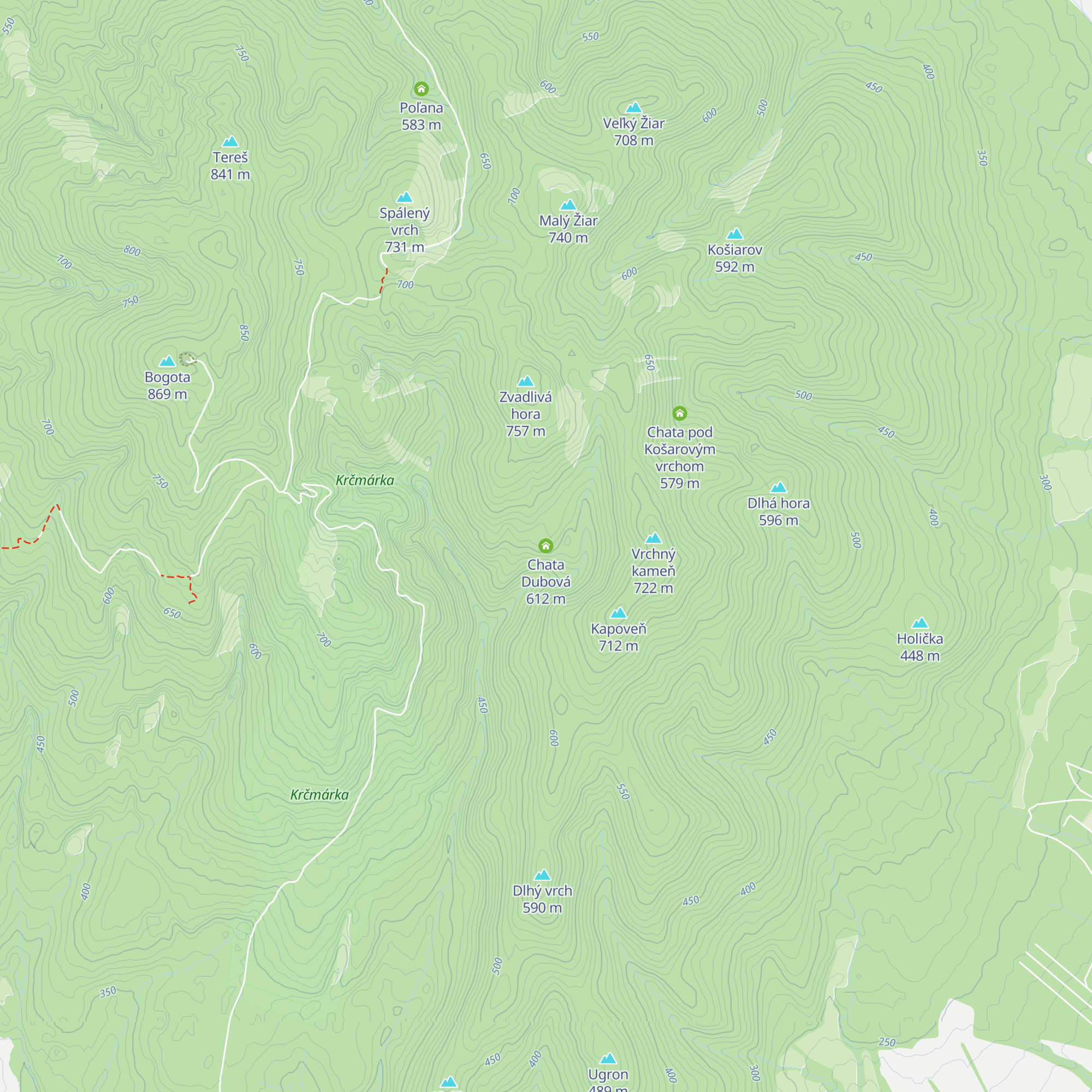 Chata Dubová map