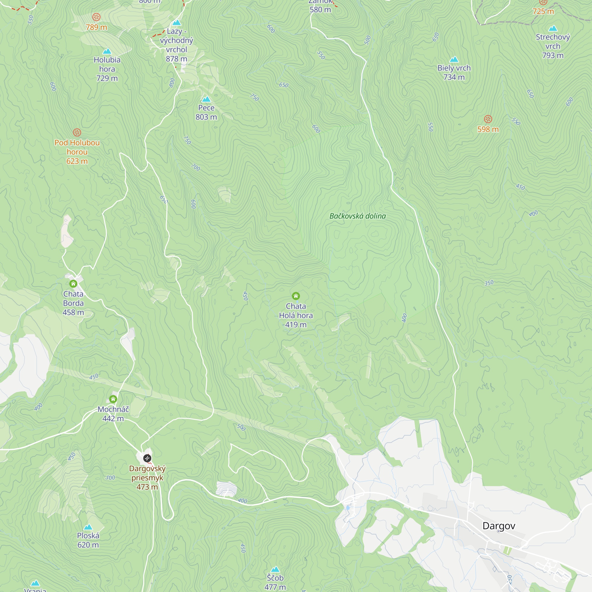 Chata Holá hora map
