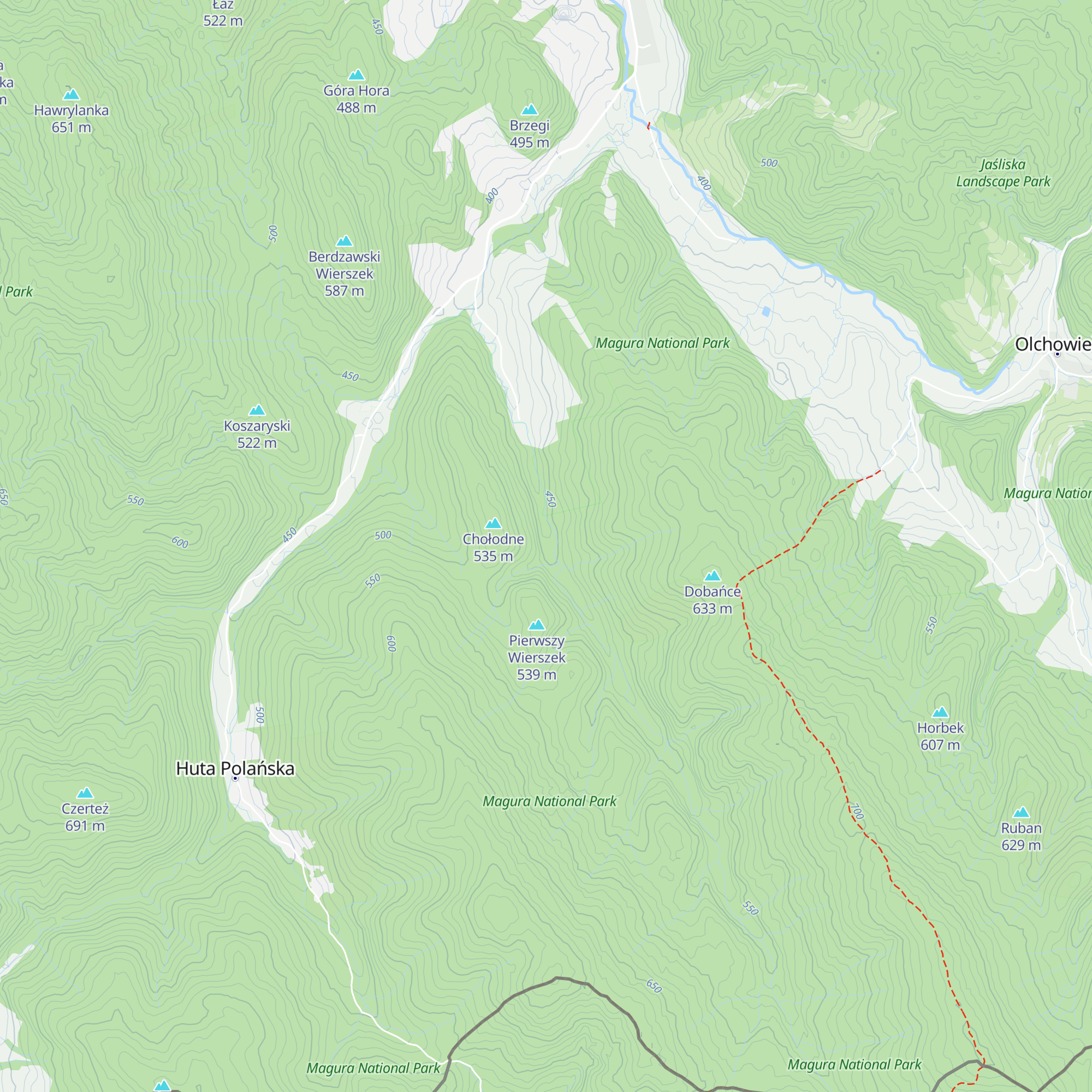 Budynek Magurskiego Parku Narodowego map