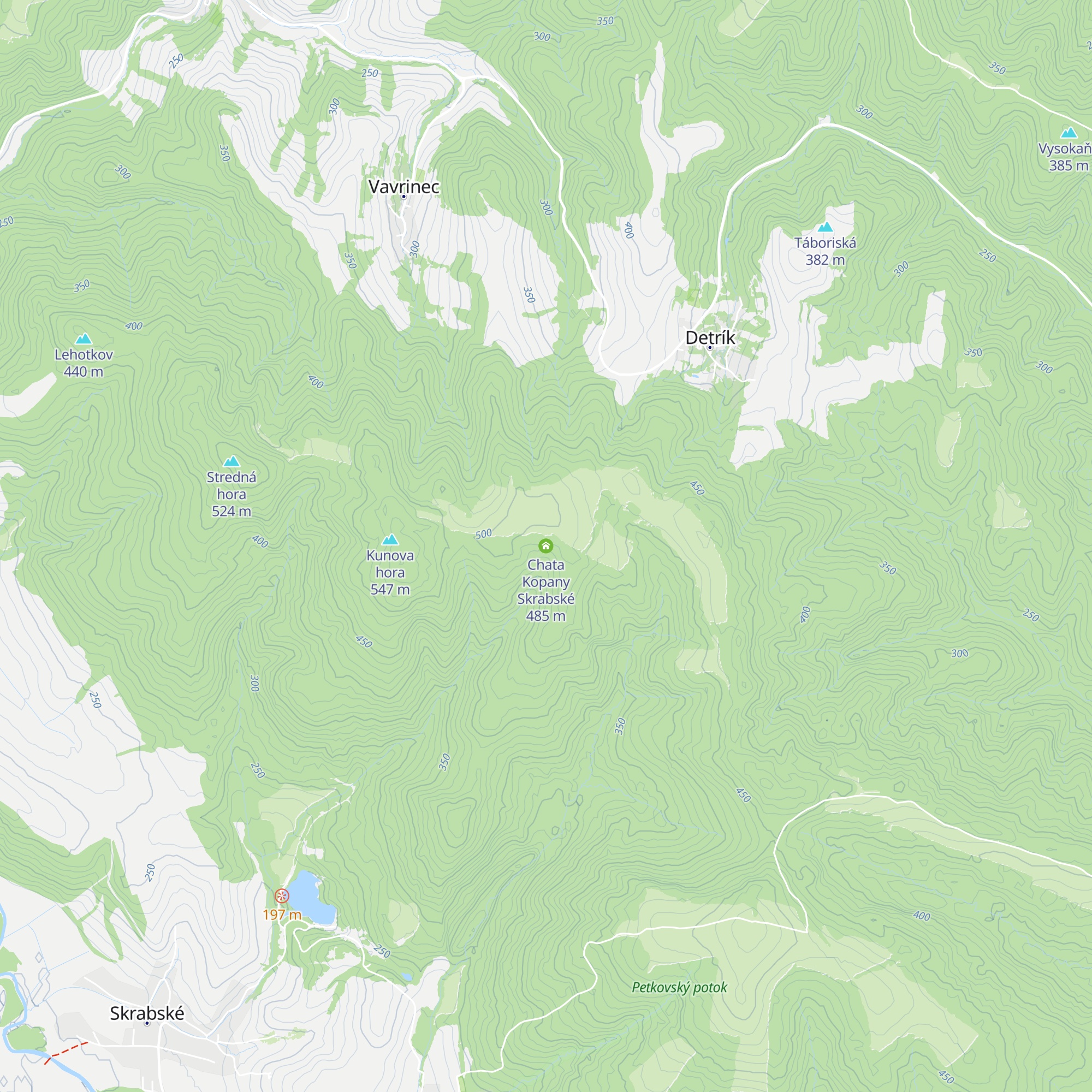 Chata Kopany Skrabské map