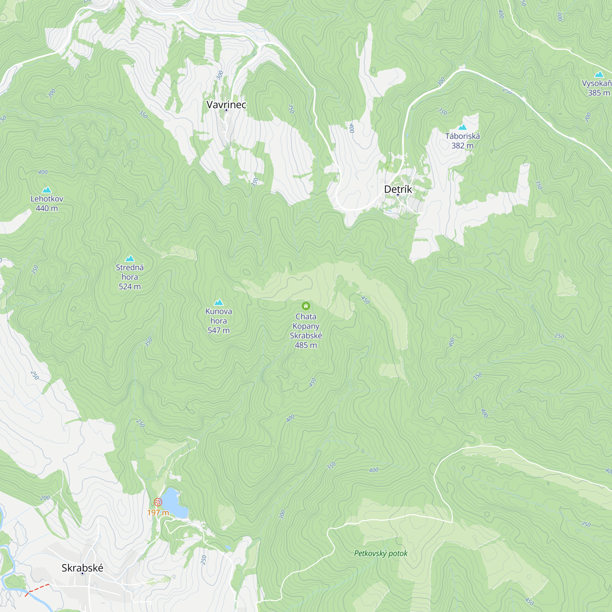 Chata Kopany Skrabské map