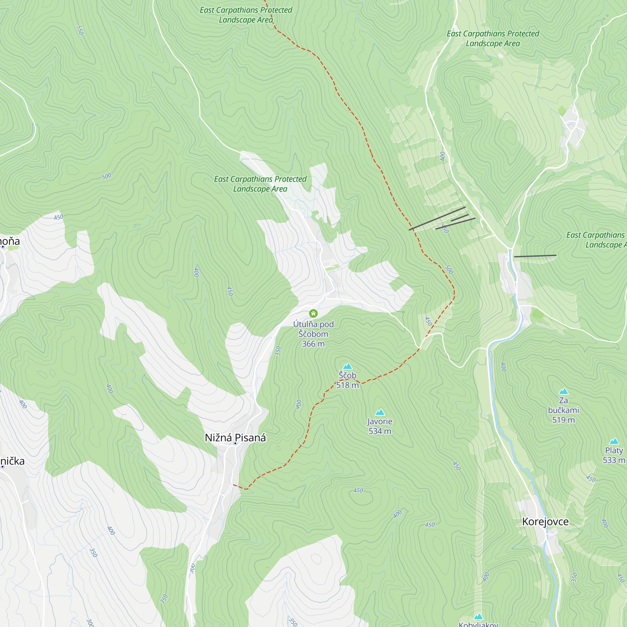 Útulňa pod Ščobom map