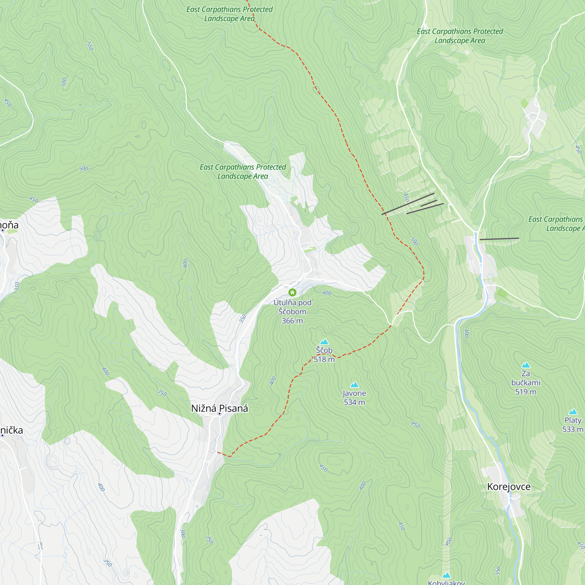 Útulňa pod Ščobom map