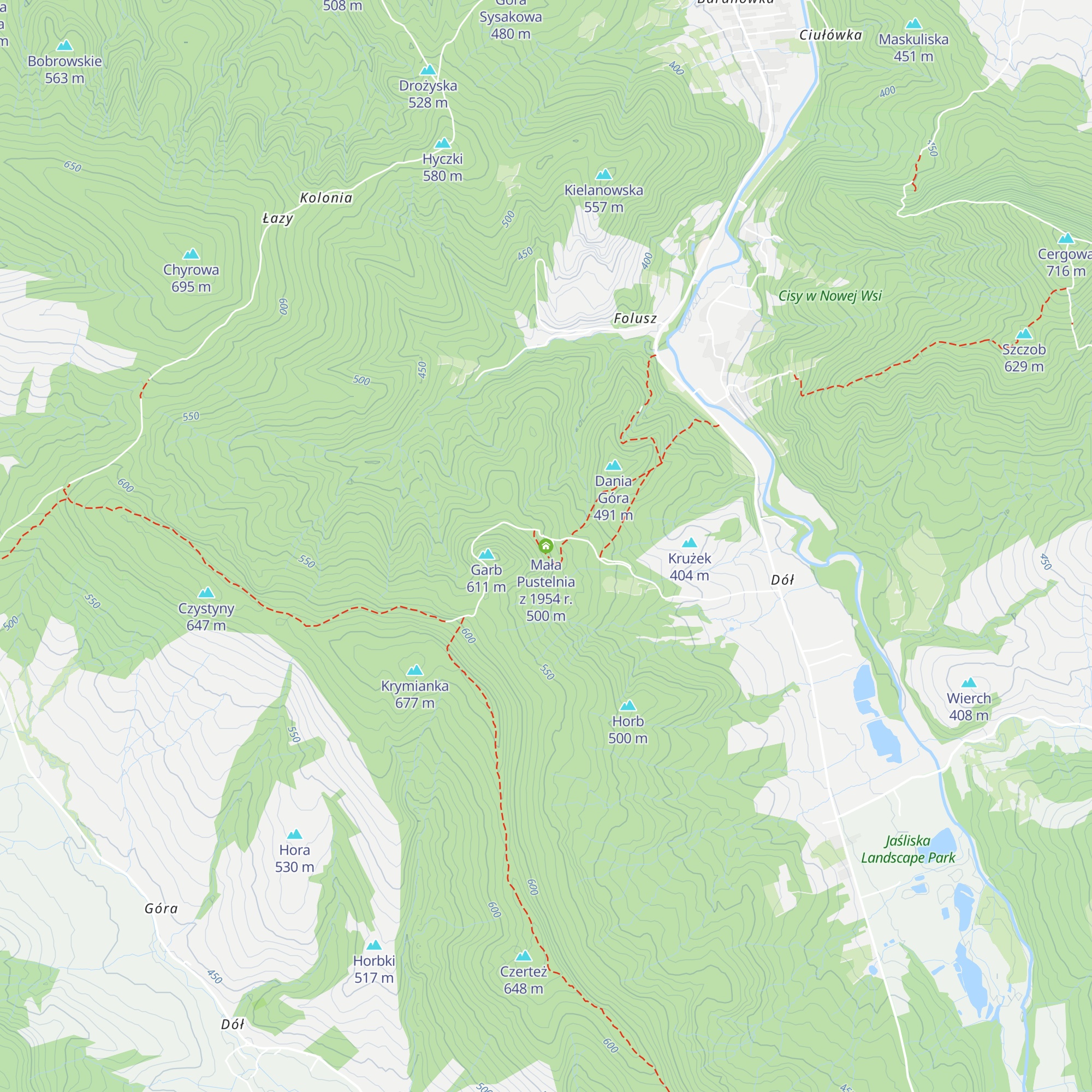 Mała Pustelnia z 1954 r. map
