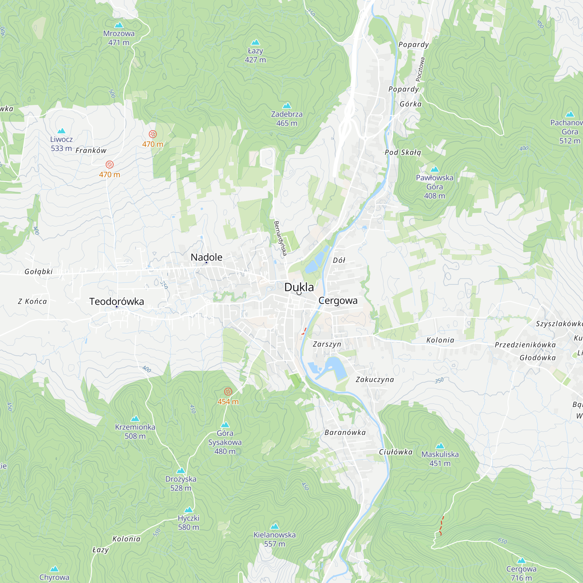 Transgraniczna informacja turystyczna w Dukli map