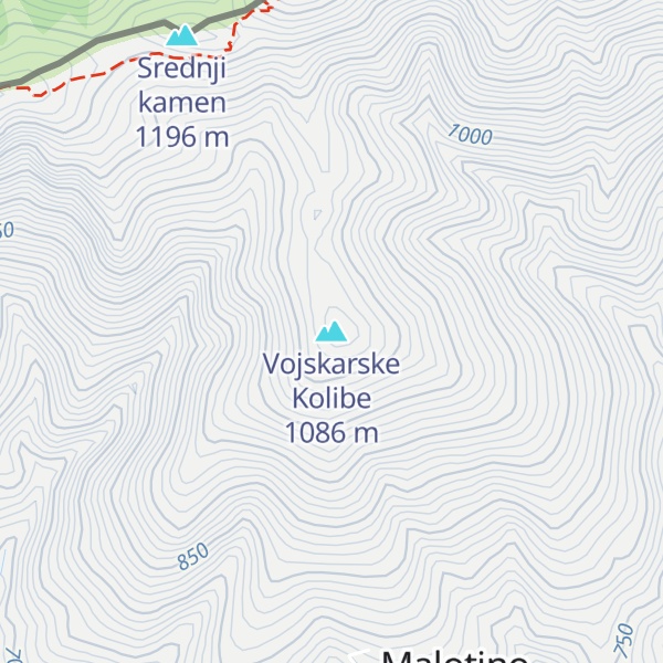 Map of Vojskarske Kolibe
