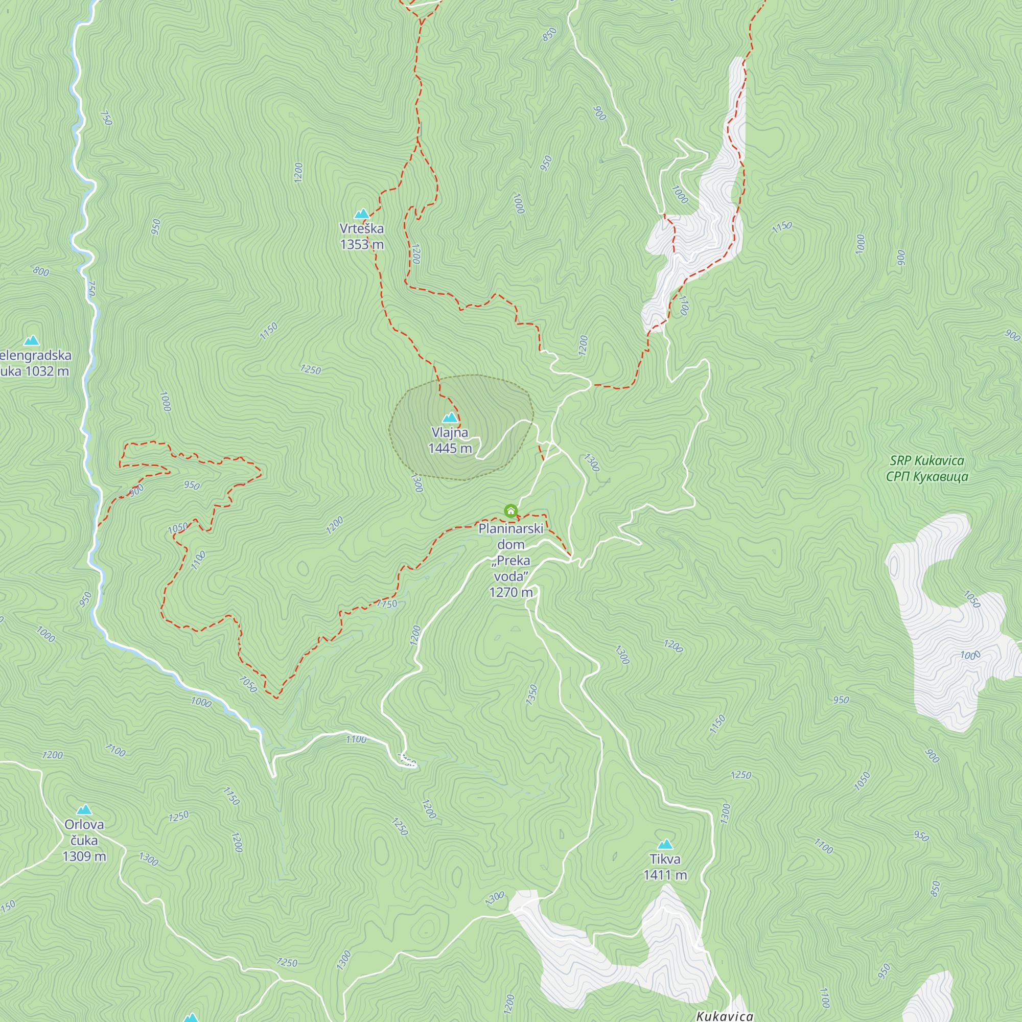 Planinarski dom „Preka voda” map