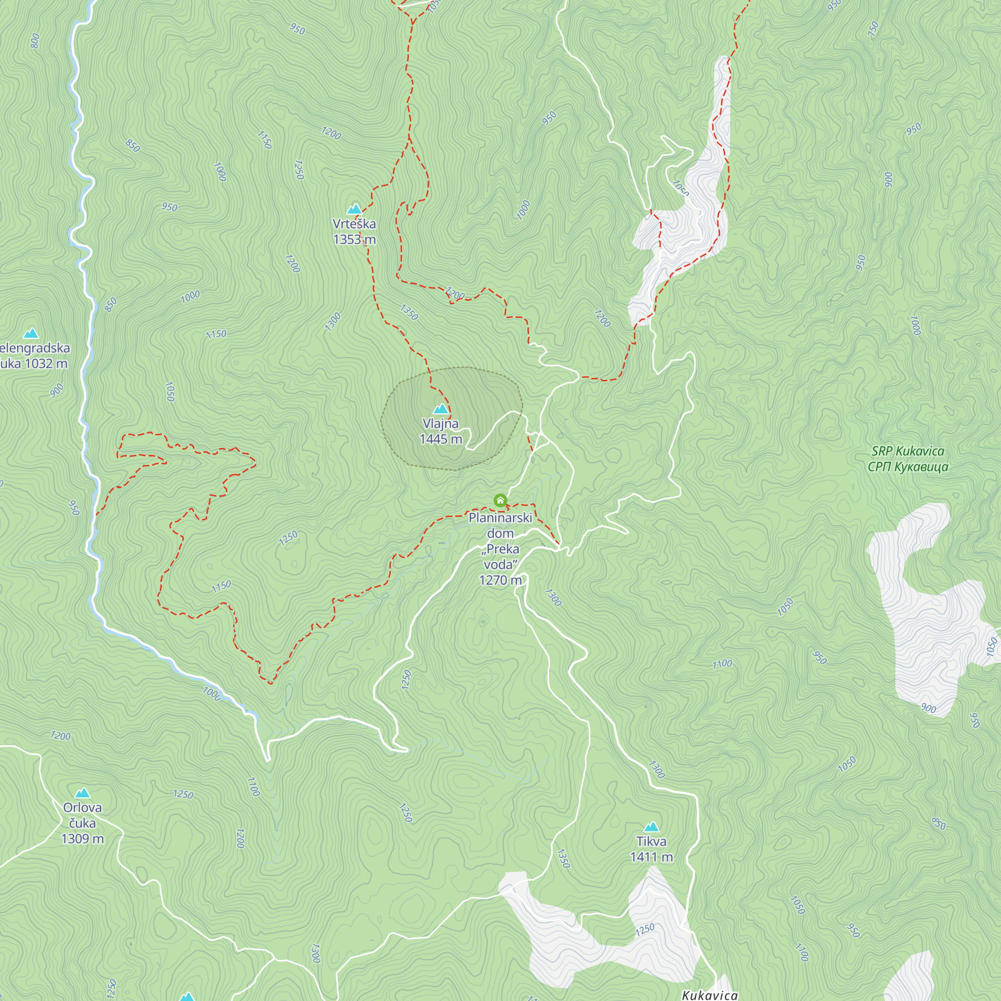 Planinarski dom „Preka voda” map