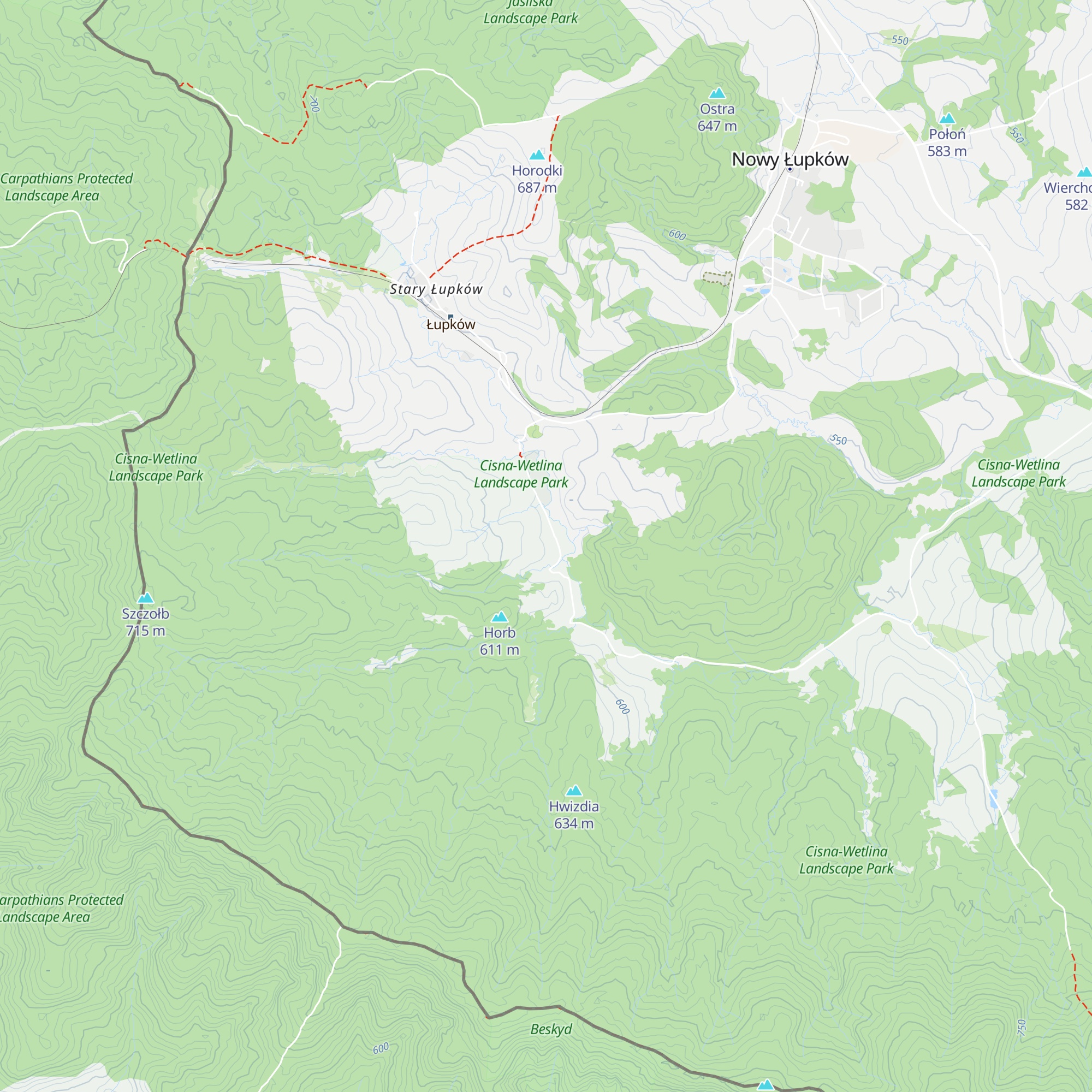 Koniec Świata Schronisko w Łupkowie map