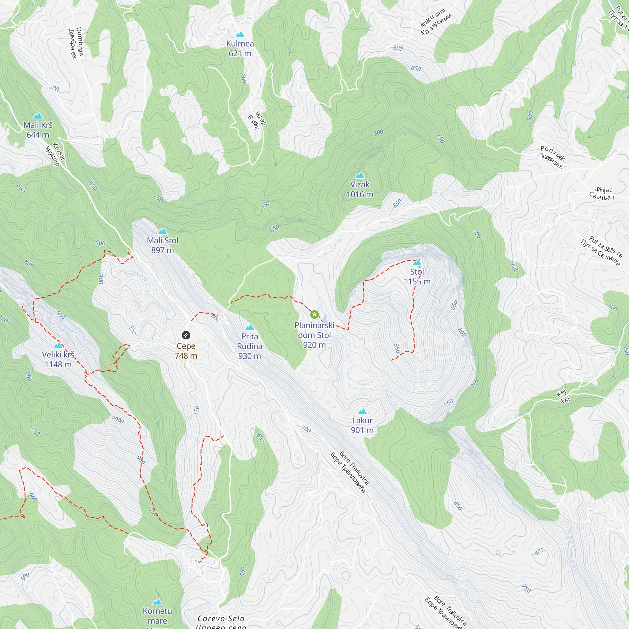 Planinarski dom Stol map