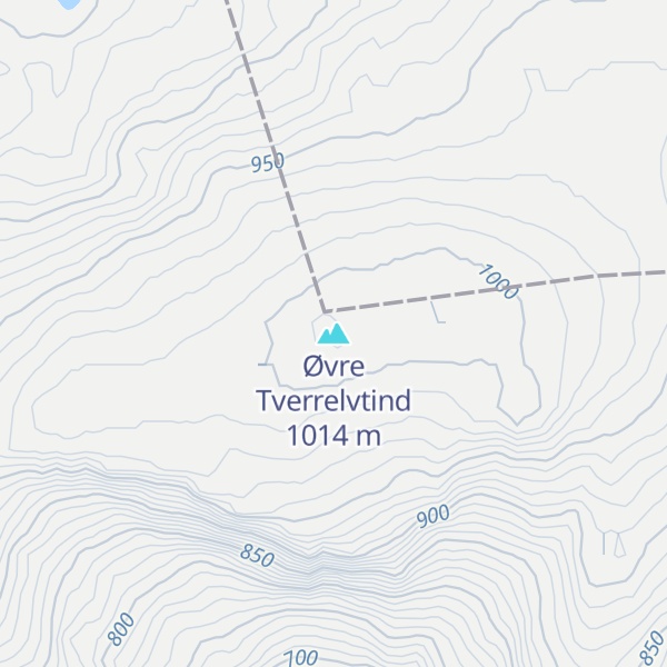 Map of Øvre Tverrelvtind