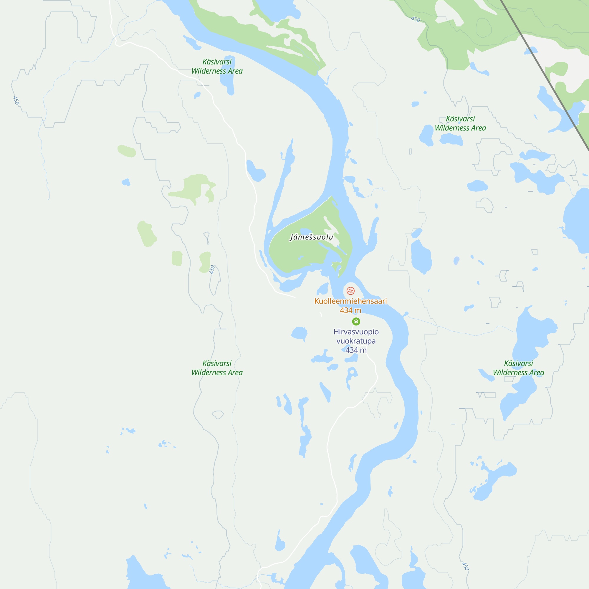 Hirvasvuopio autiotupa map