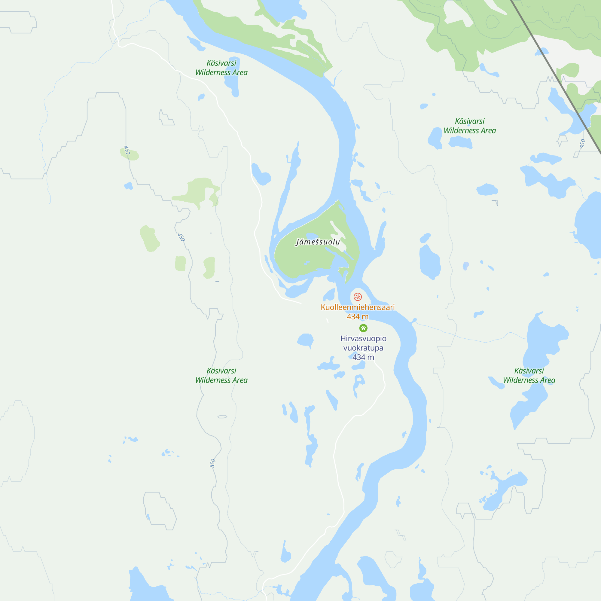 Hirvasvuopio autiotupa map