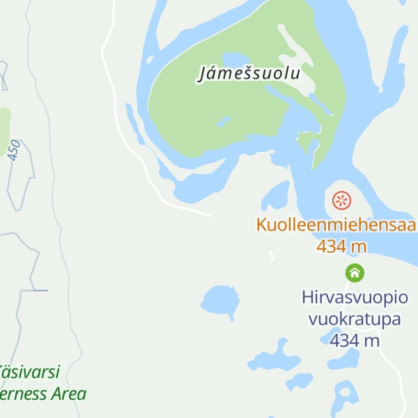 Map of Hirvasvuopio autiotupa