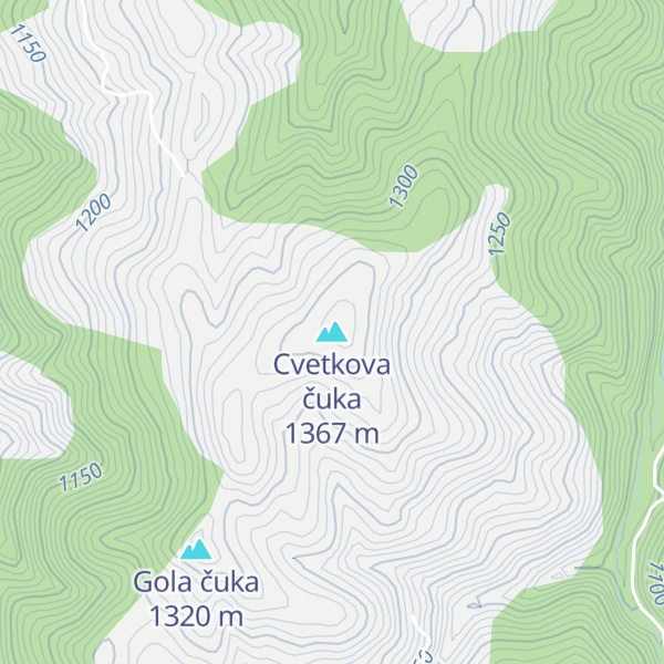 Map of Cvetkova čuka