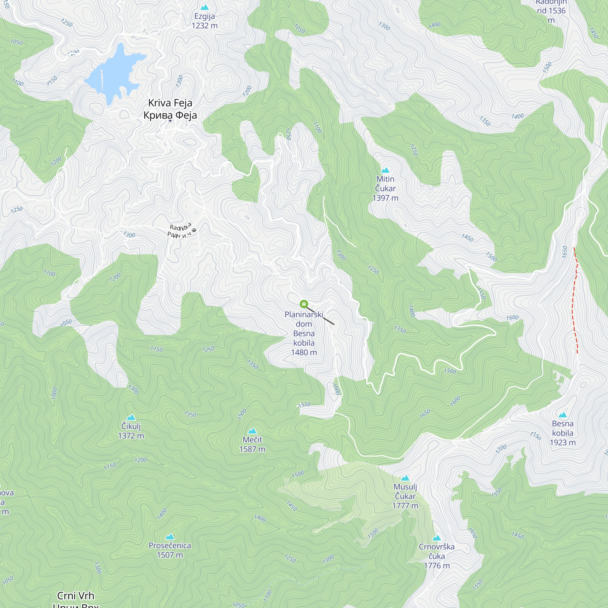 Planinarski dom Besna kobila map