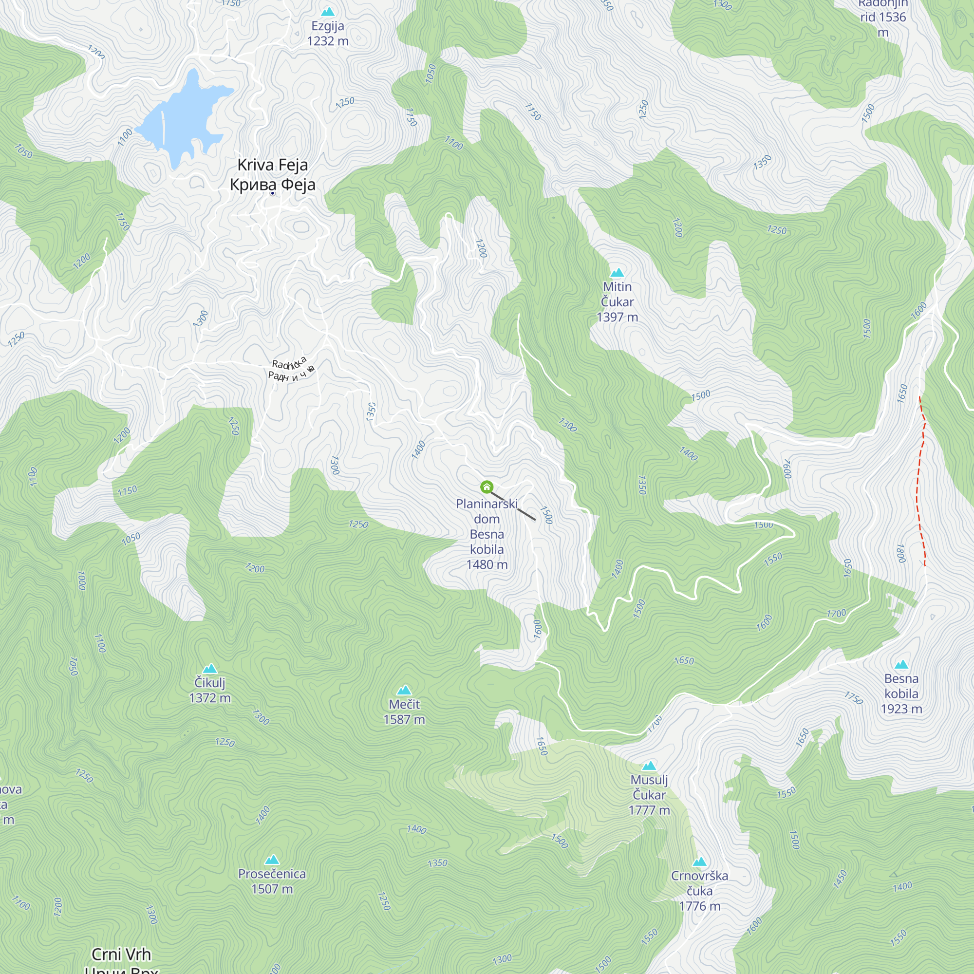 Planinarski dom Besna kobila map