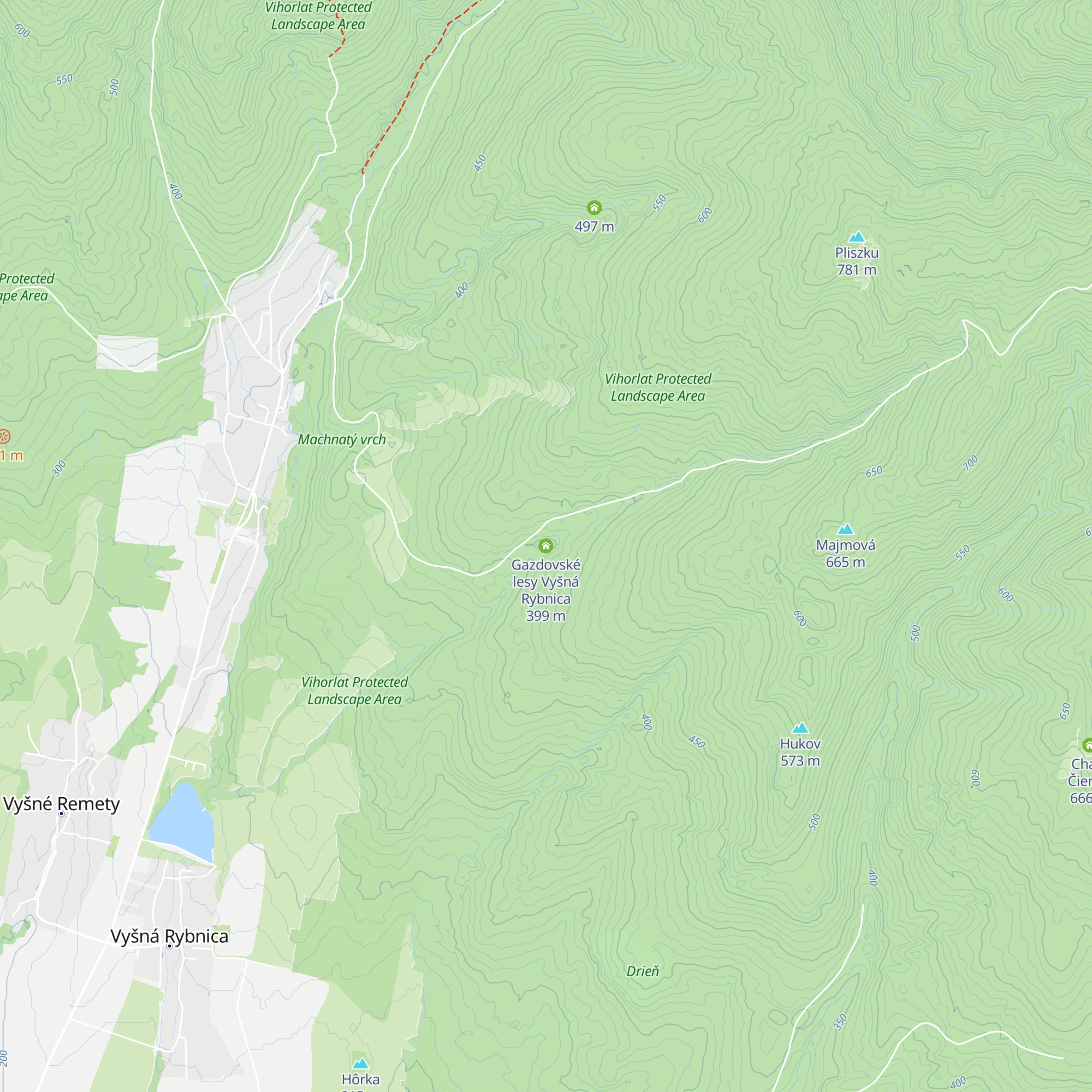 Gazdovské lesy Vyšná Rybnica map