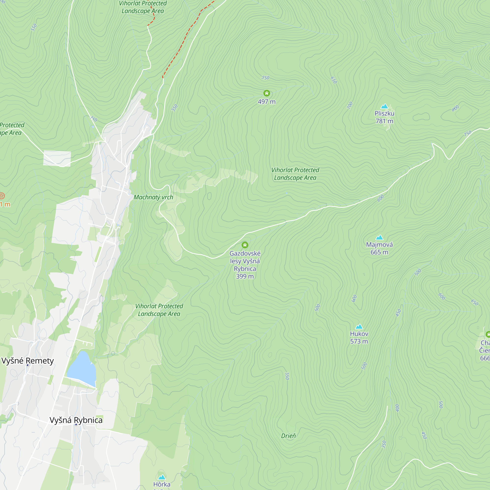 Gazdovské lesy Vyšná Rybnica map