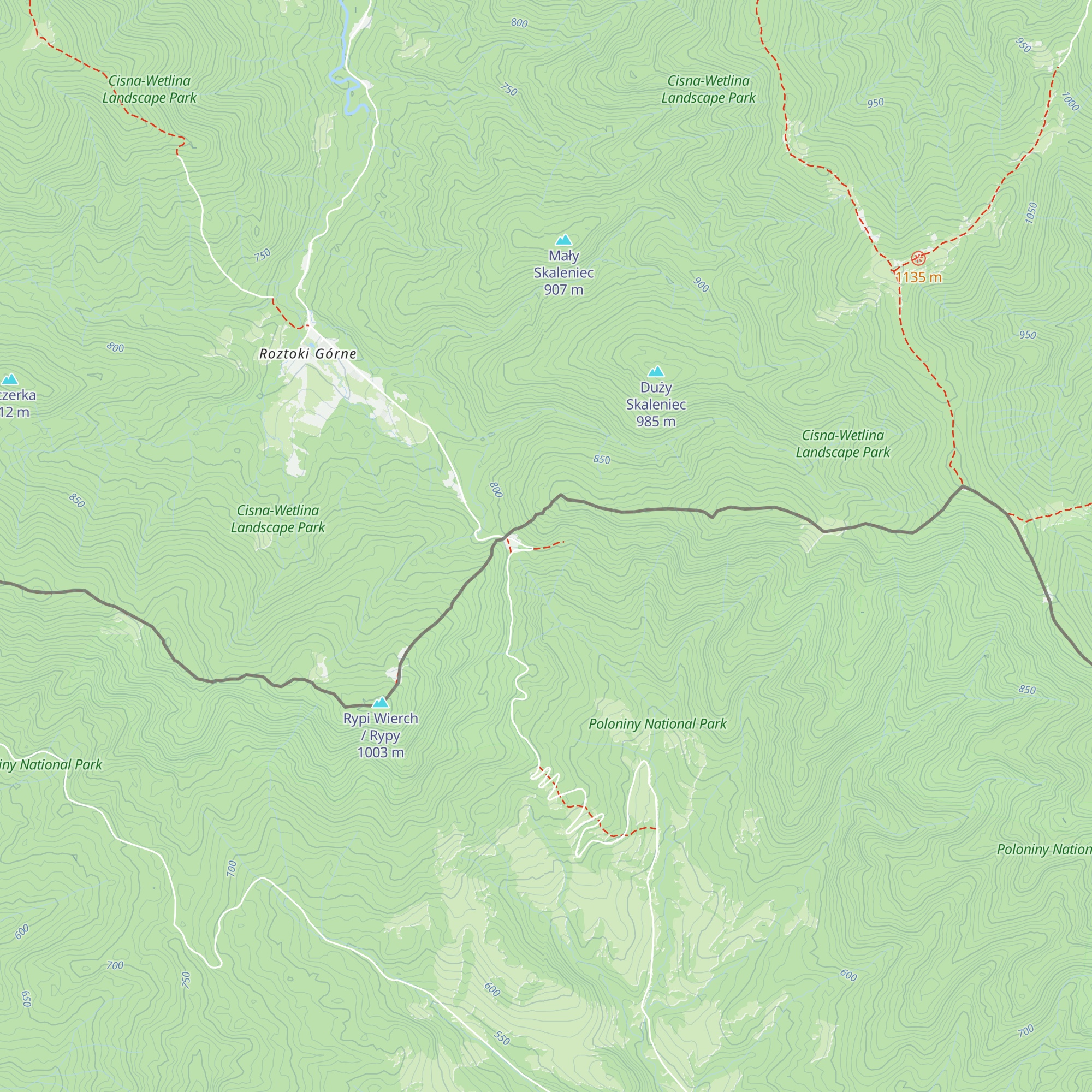 Útulňa v Ruskom sedle map