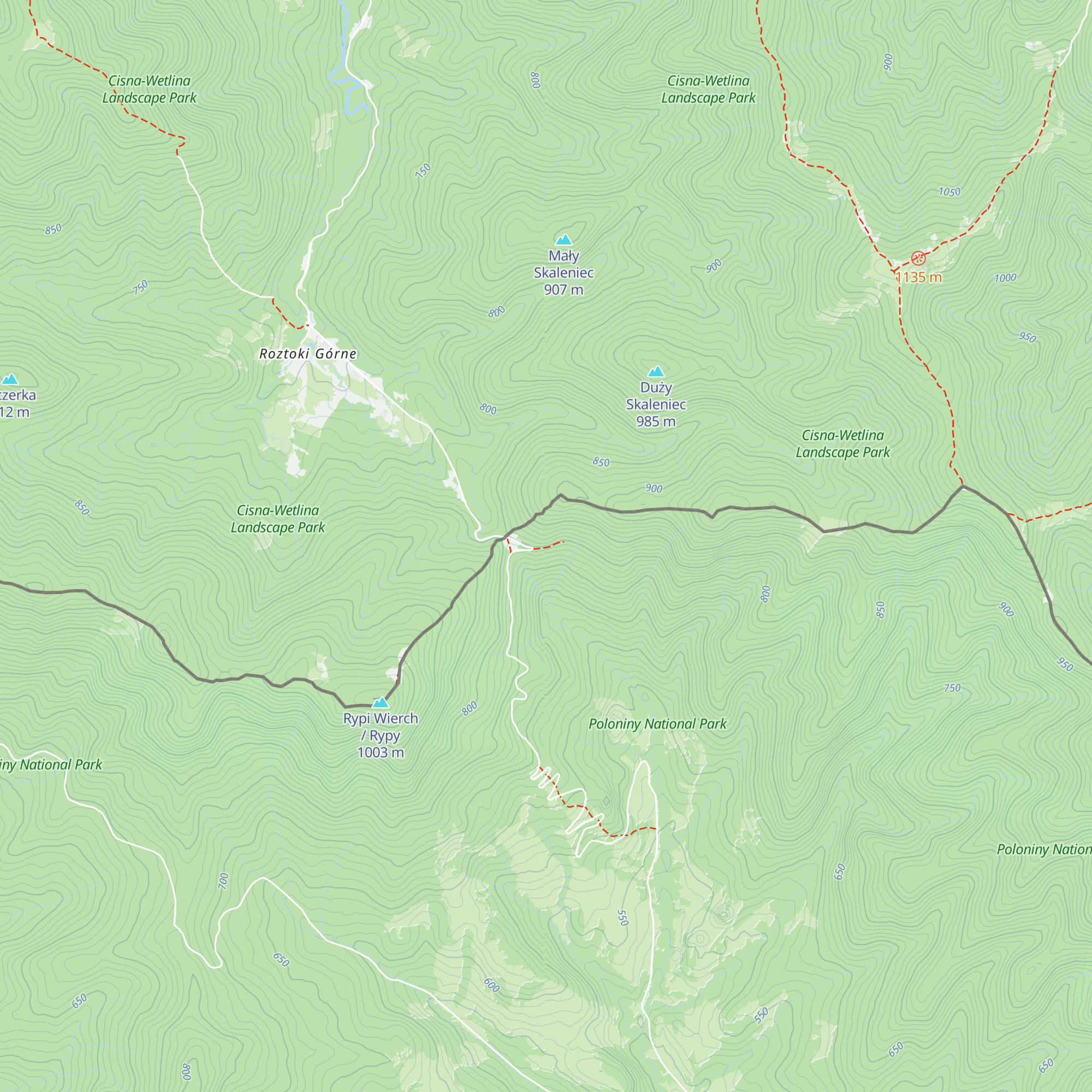 Útulňa v Ruskom sedle map